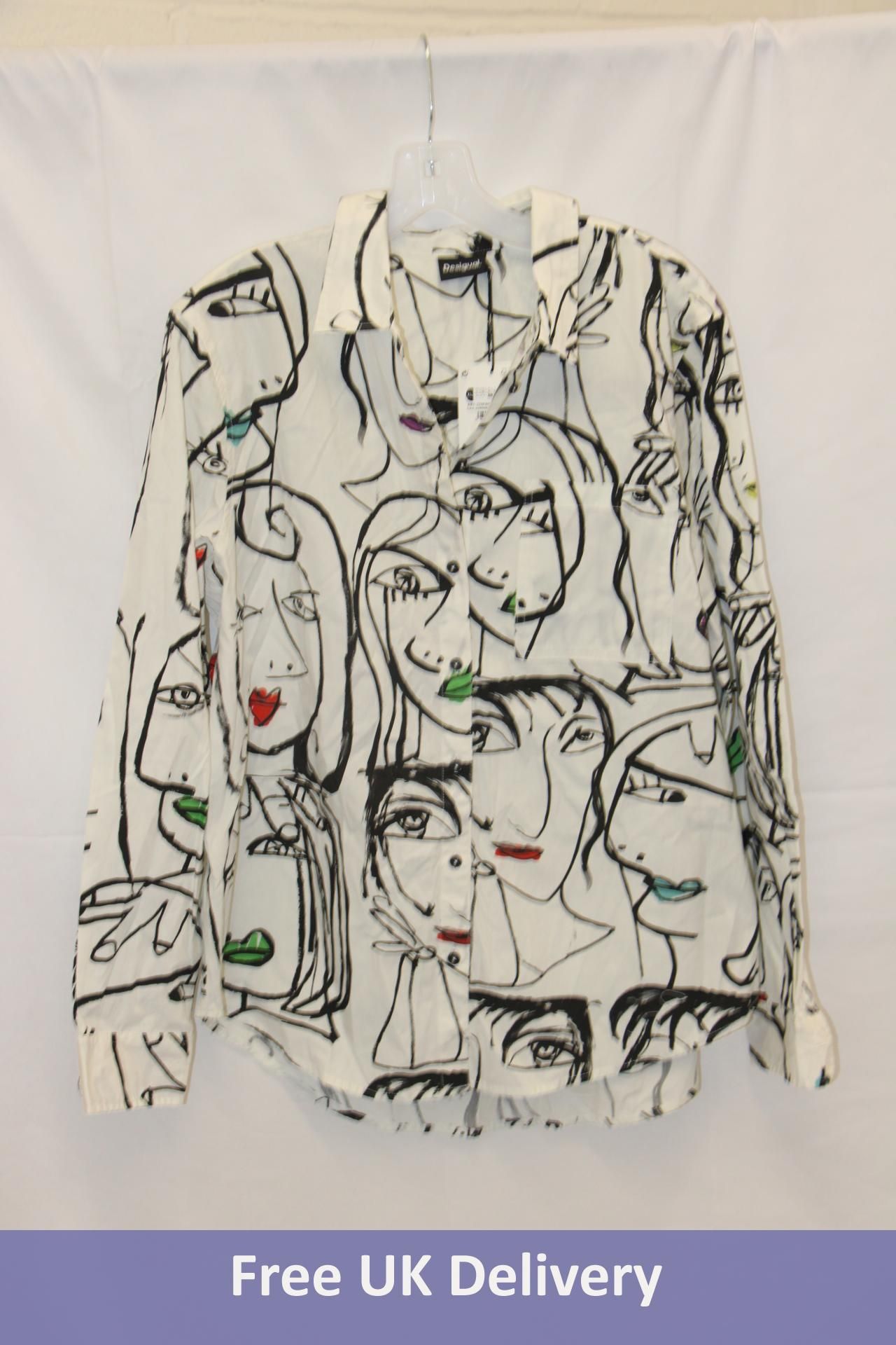 Desigual Arty Faces Shirt, White/Black/Green Red, Size X-Large