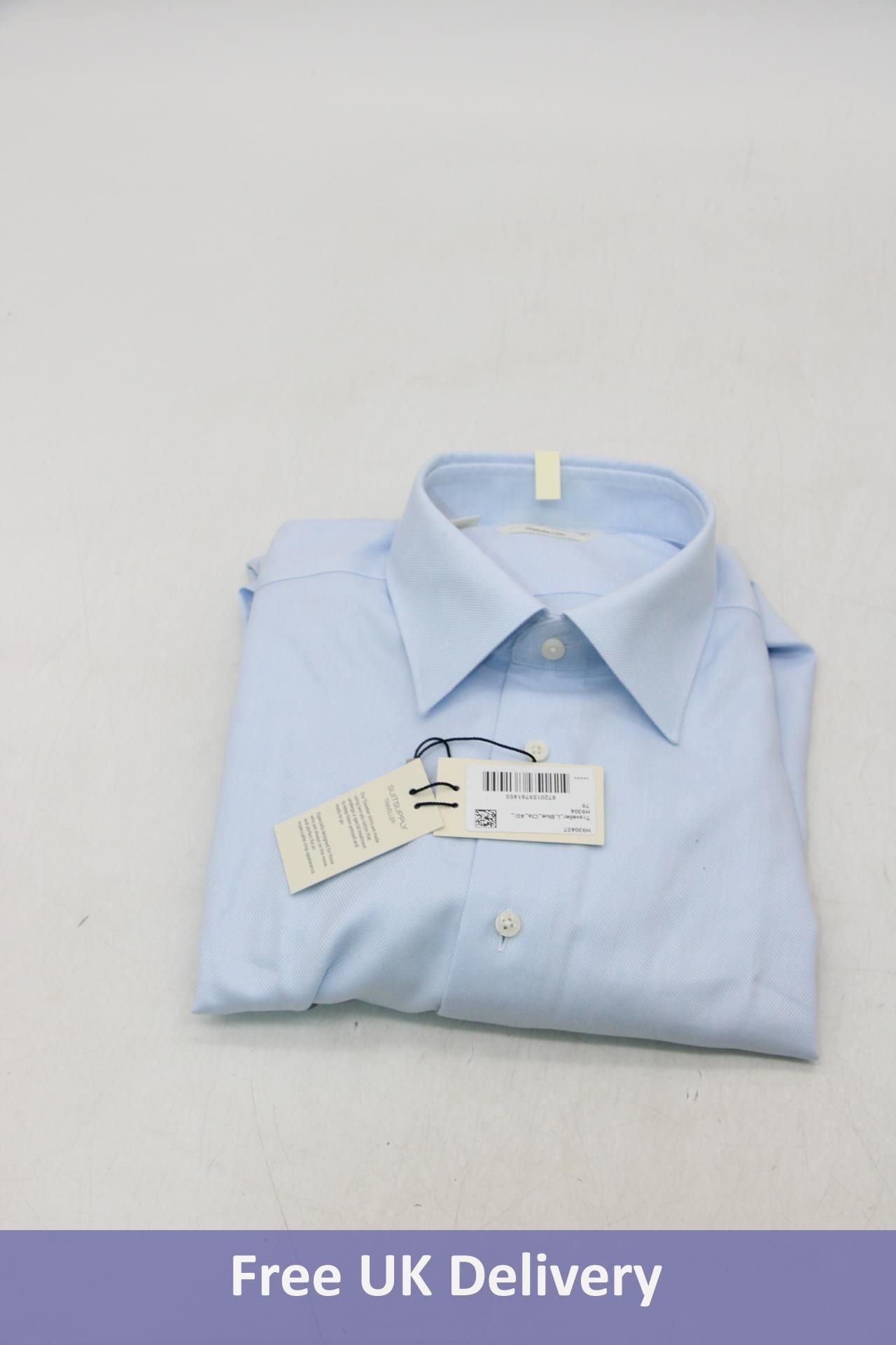 SuitSupply Slim Fit Traveller Shirt, Light Blue, 40 Chest 15 3/4 Collar