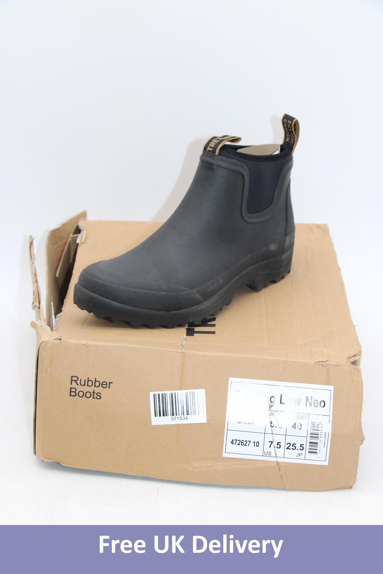 Tretorn Terrang Low Neo Rubber Boots, Black, UK 6.5. Box damaged