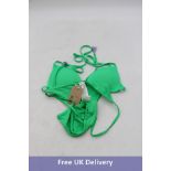 Calzedonia Tie Brazilian Bikini Bottoms Capri and Bra, Green, Size Small/ Bra C