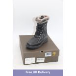 Ausland Woman's Drawstring Midcalf Snow Boots, Black, UK 4