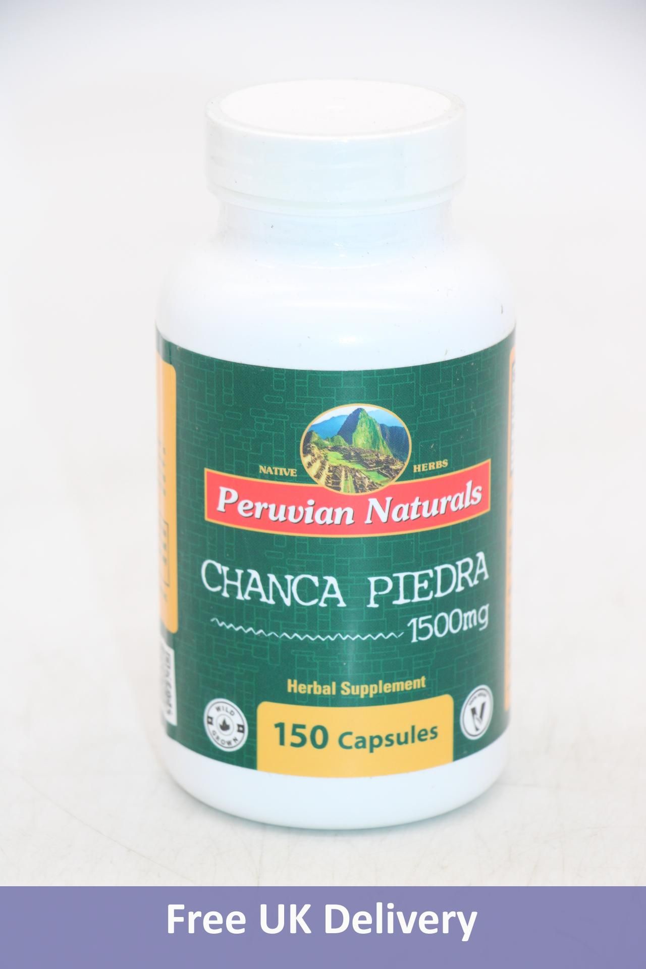Three Bottles Peruvian Naturals Chanca Piedra, 150 Capsules per Bottle, Exp.08/2024