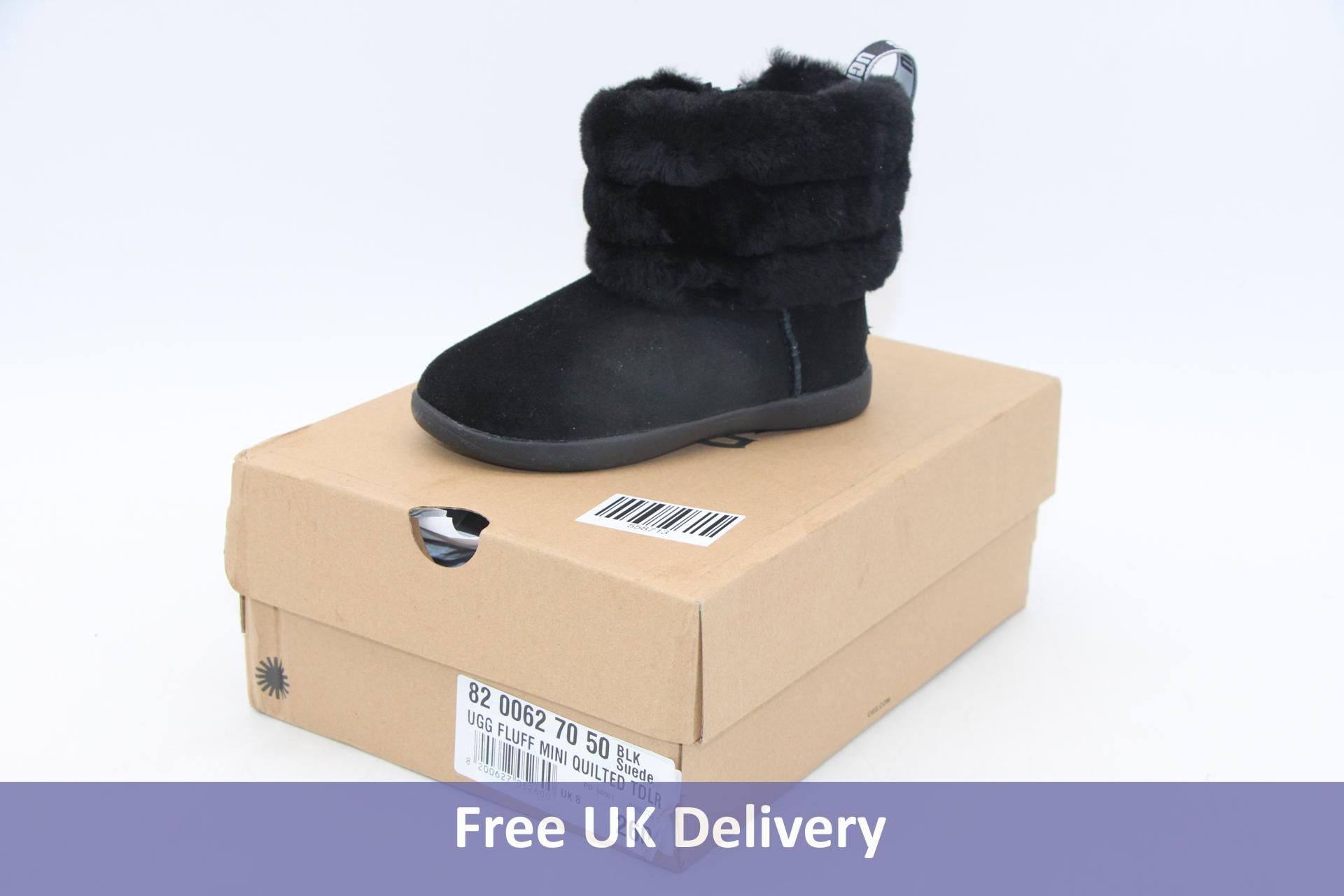 UGG Juniors Fluff Mini Quilted Boots, Black, UK 8