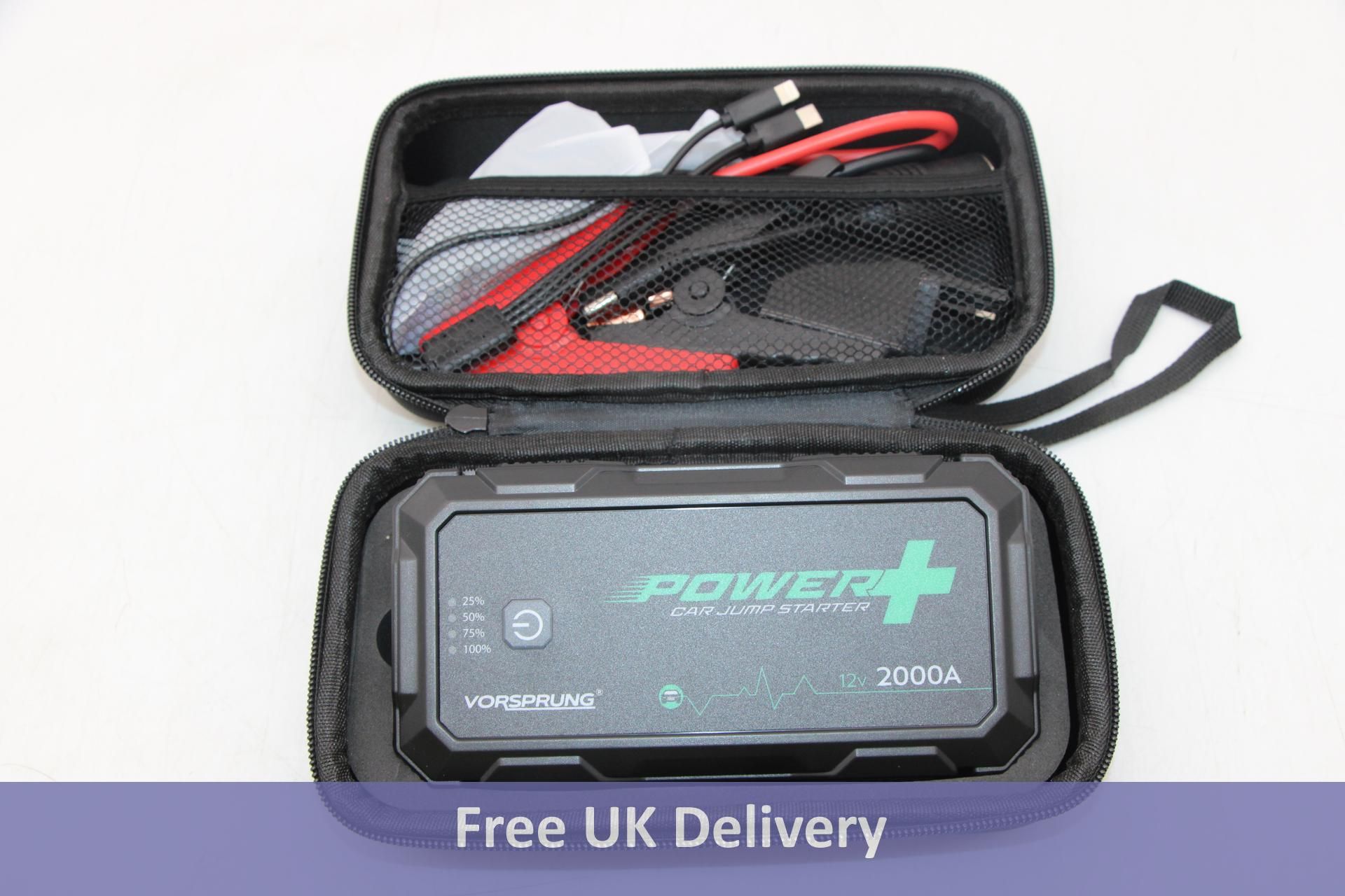 Vorsprung Power+, UK747, 2000A, Car Jump Starter Kit with LED Torch, Black
