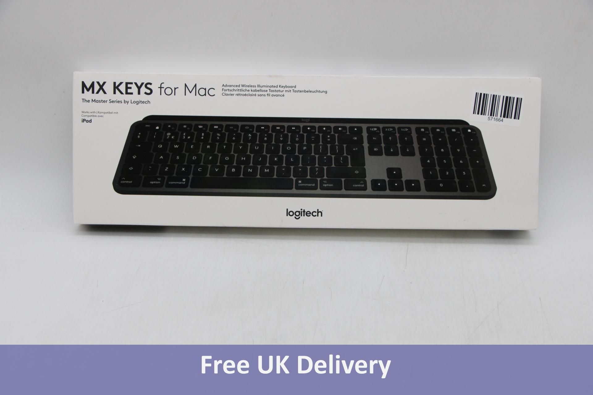 Logitech MX Keys for Mac Advanced Wireless Illuminated Keyboard, Compatible with iPad, Black