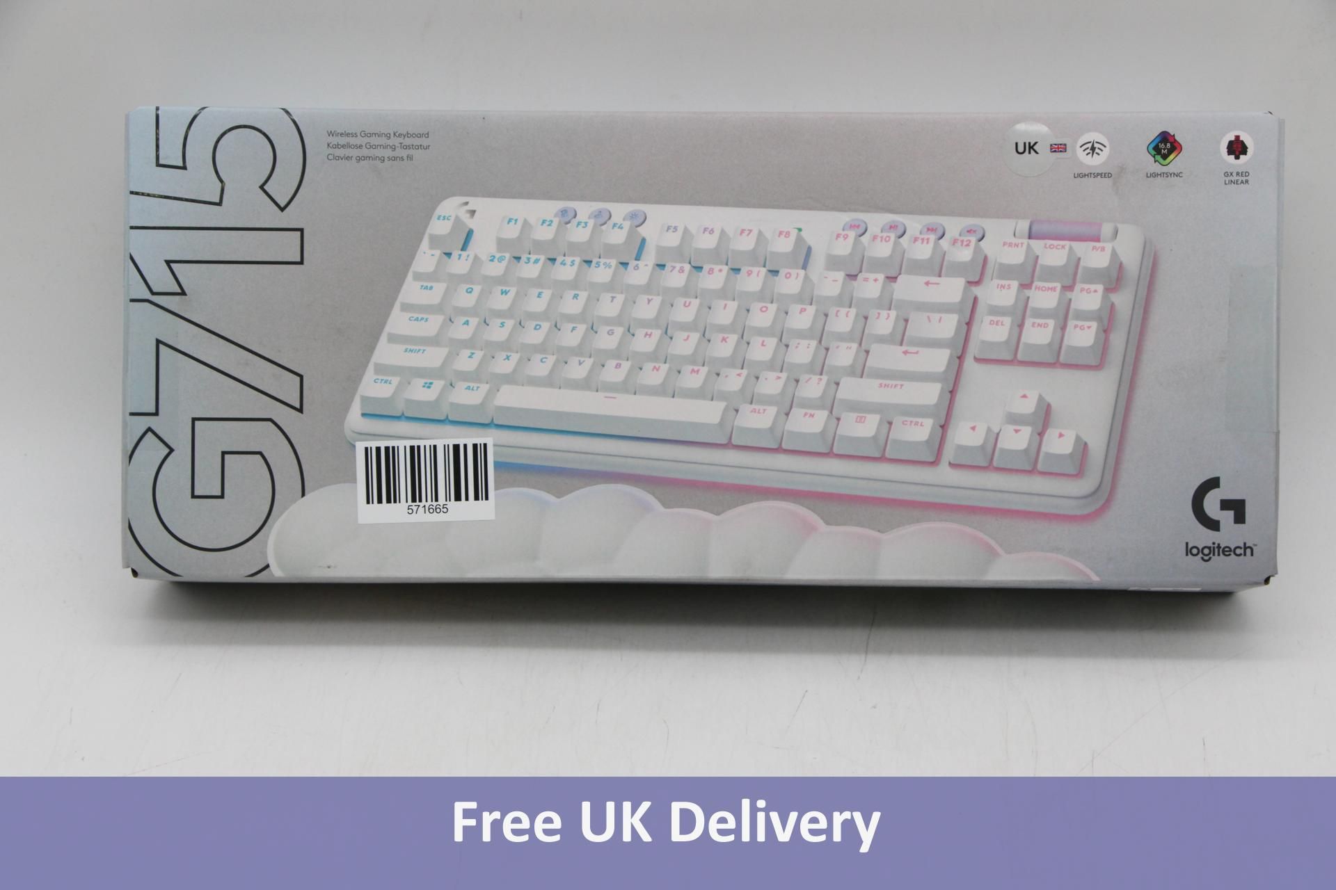 Logitech G715 Wireless Illuminated Gaming Keyboard, White/Light Blue/Pink