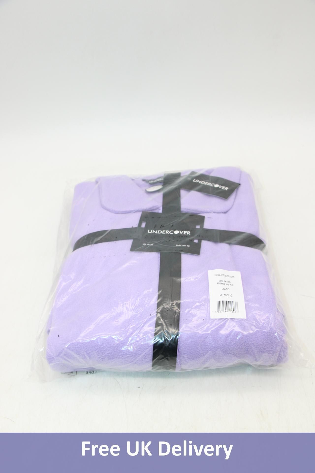 Two Undercover Zip Up Soft Fleece Dressing Gown, Zipped Robe with Satin Trim, Purple, Size UK 18-20