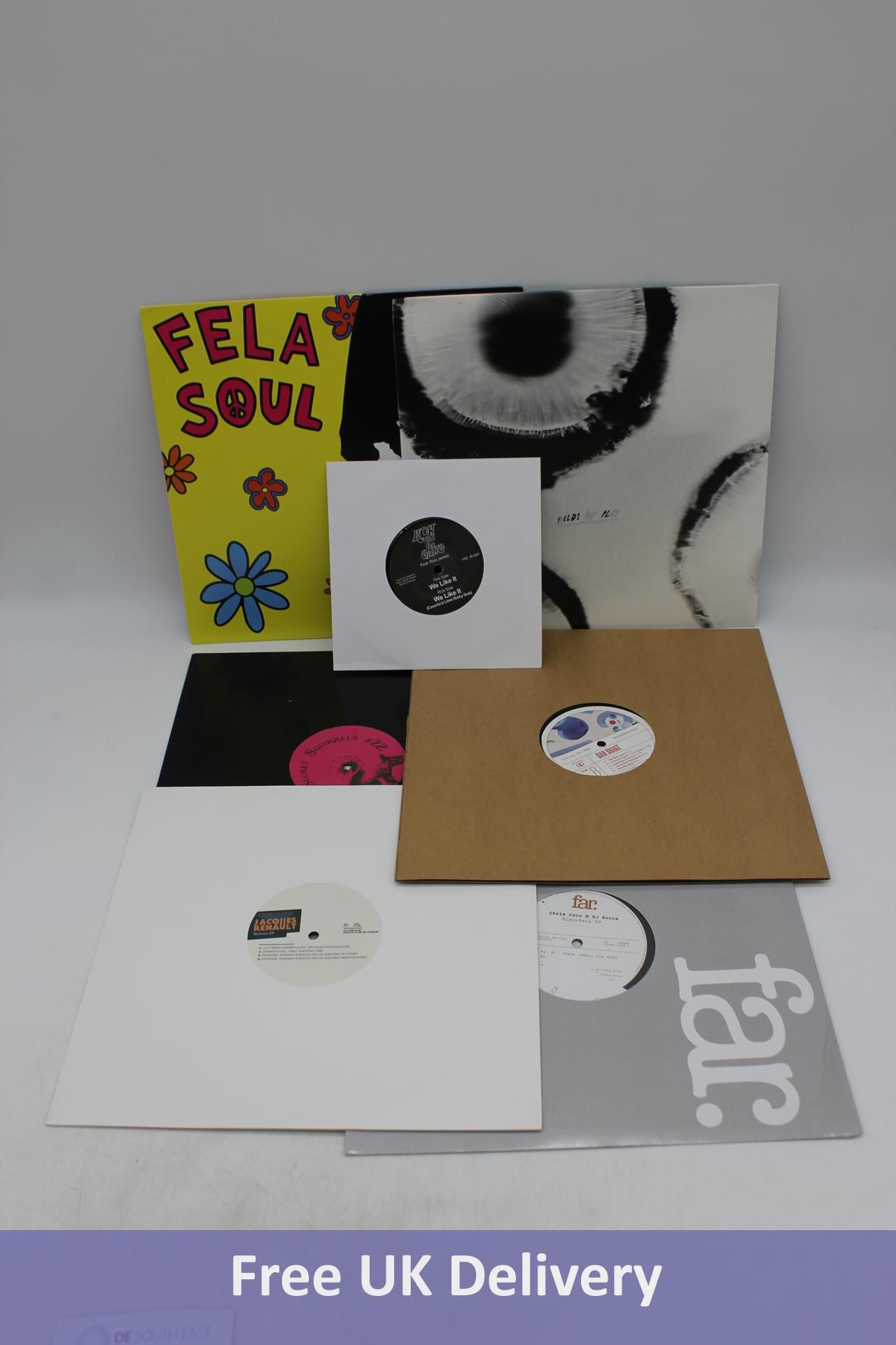 12" Records to include 1x Secret Squirrels, 1x Kon and The Gang, 1x Dan Shake, 1x Fela Soul, 1x Anat