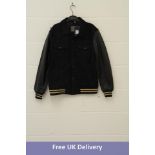 Aviatrix Men's Real Leather and Wool Varsity Bomber Fashion Jacket, Black, XL