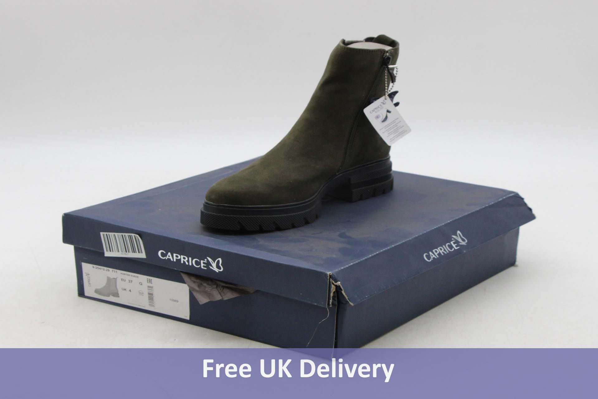 Caprice Women's Hunter Suede Leather Ankle Boots, Olive, UK 4. Box damaged