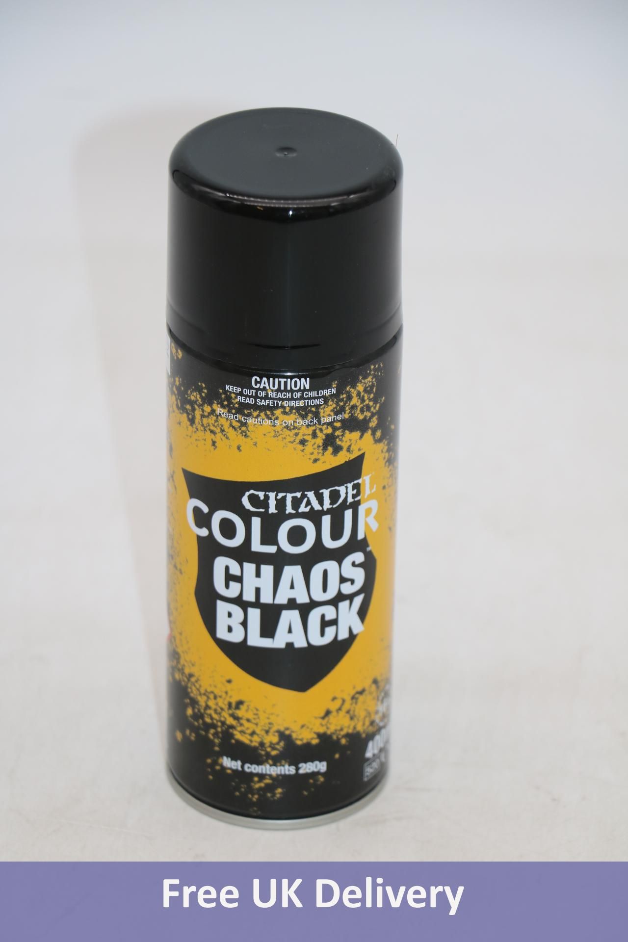 Six Citadel Colour Chaos Spray Paint, Black, 400ml