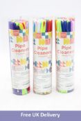 Twelve tubes of Home Pro Shop 250pc Pipe Cleaners for Crafts, 30 Colours, Soft Bristle, Flexible and