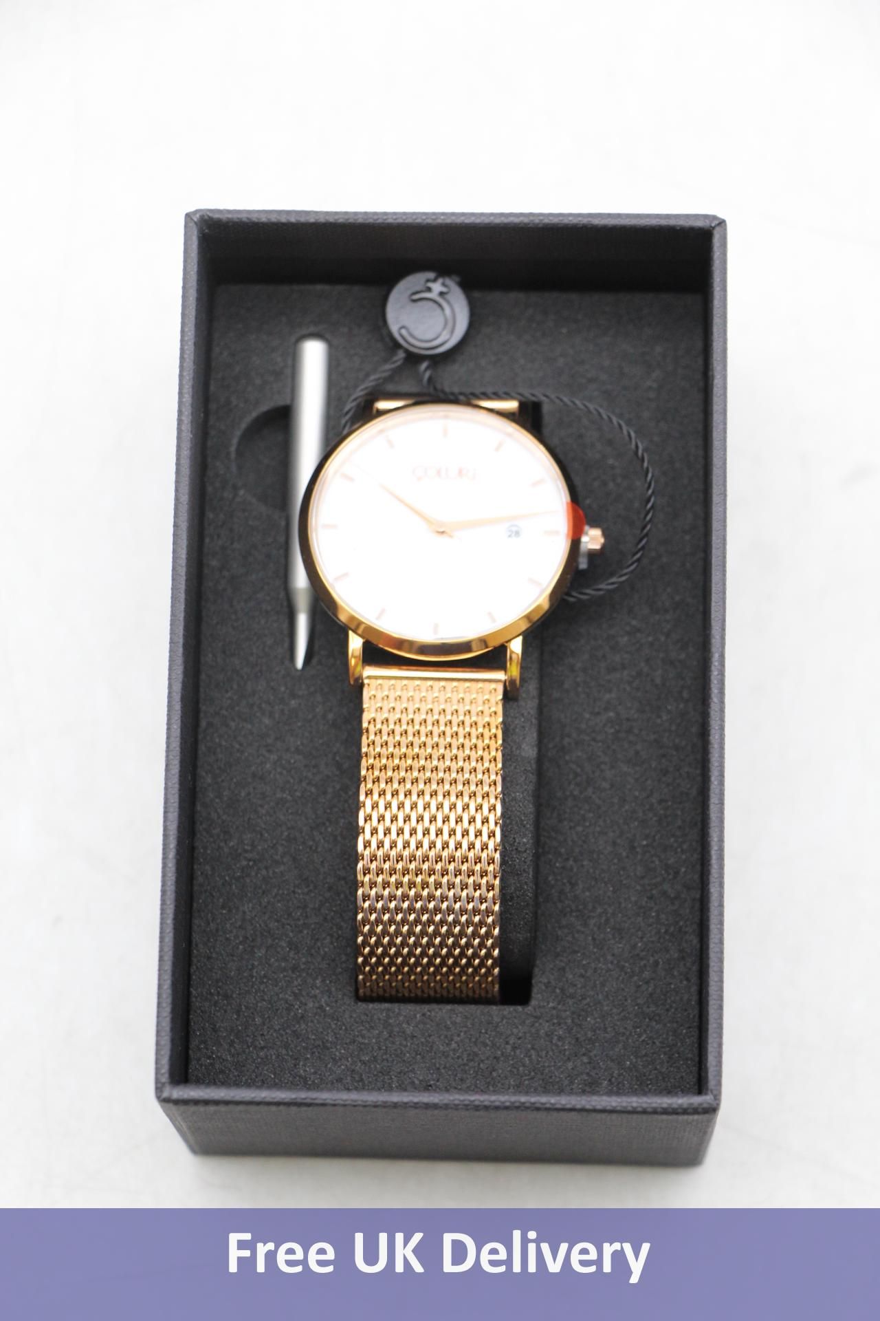 Woman's Coluri Kahlo In Snow Watch, Rose Gold Strap