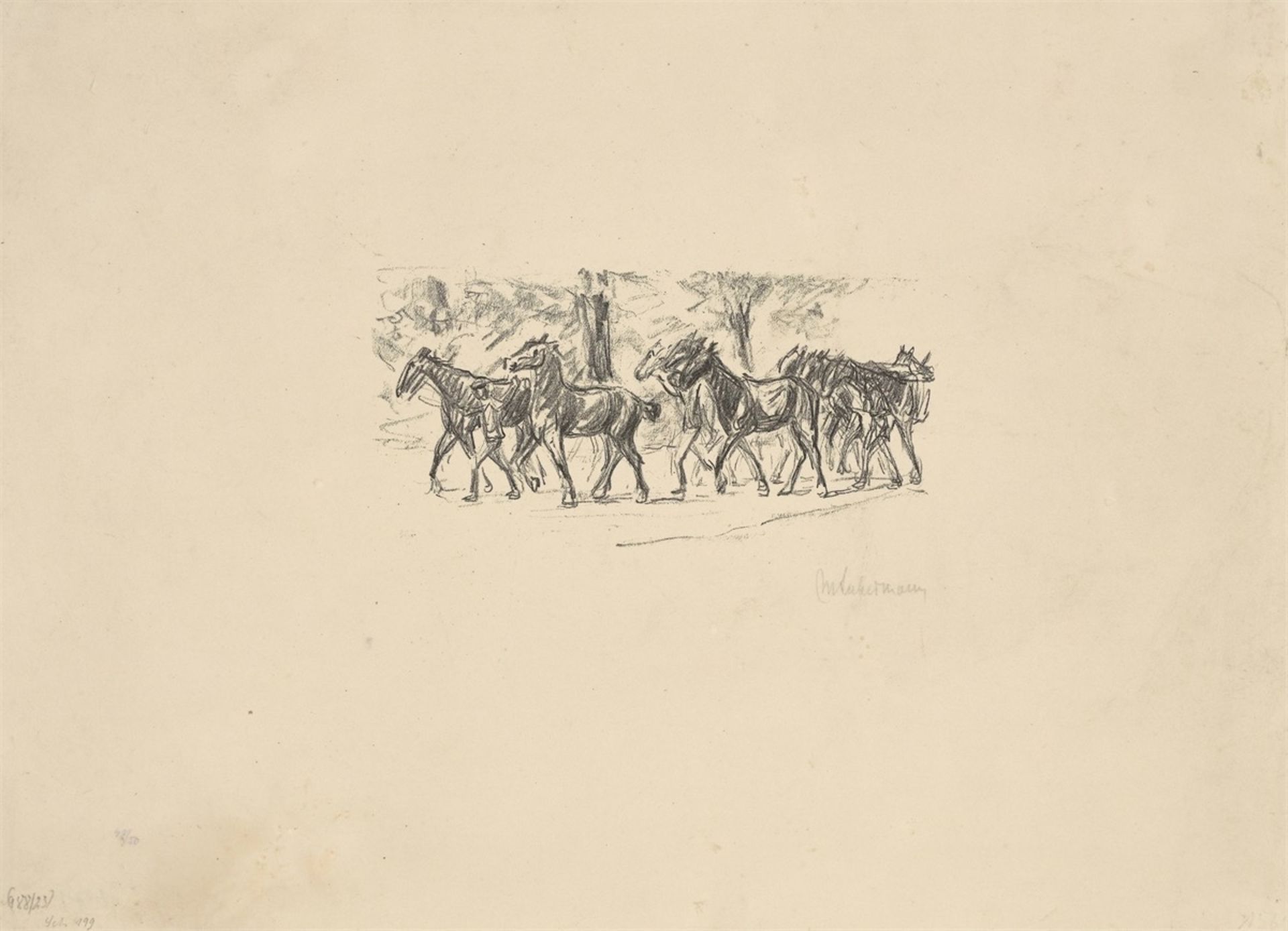 Max Liebermann. „Geführte Pferde“. 1915