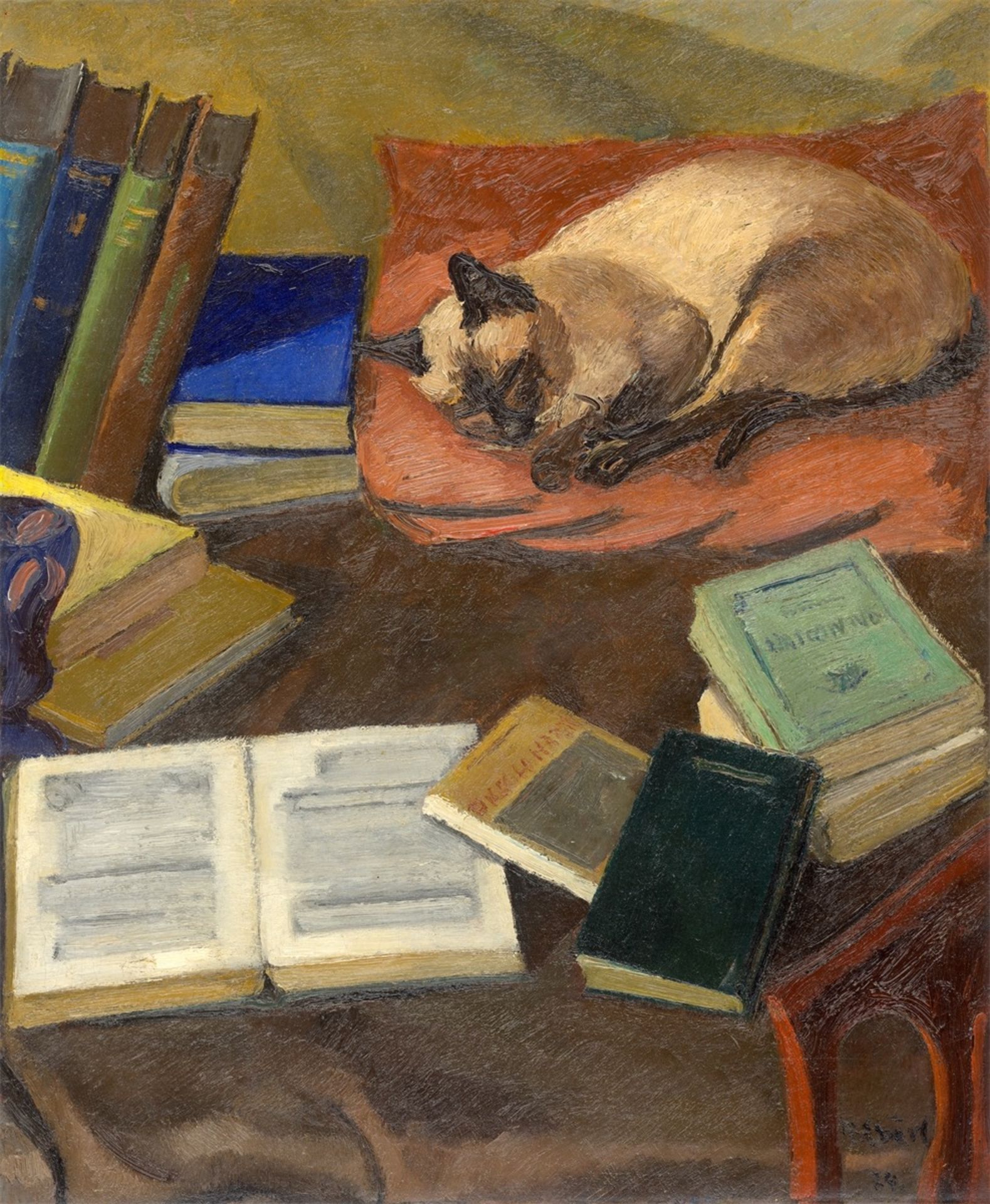 Francois Zdenek Eberl. „Stilleben mit Katze“. 1924