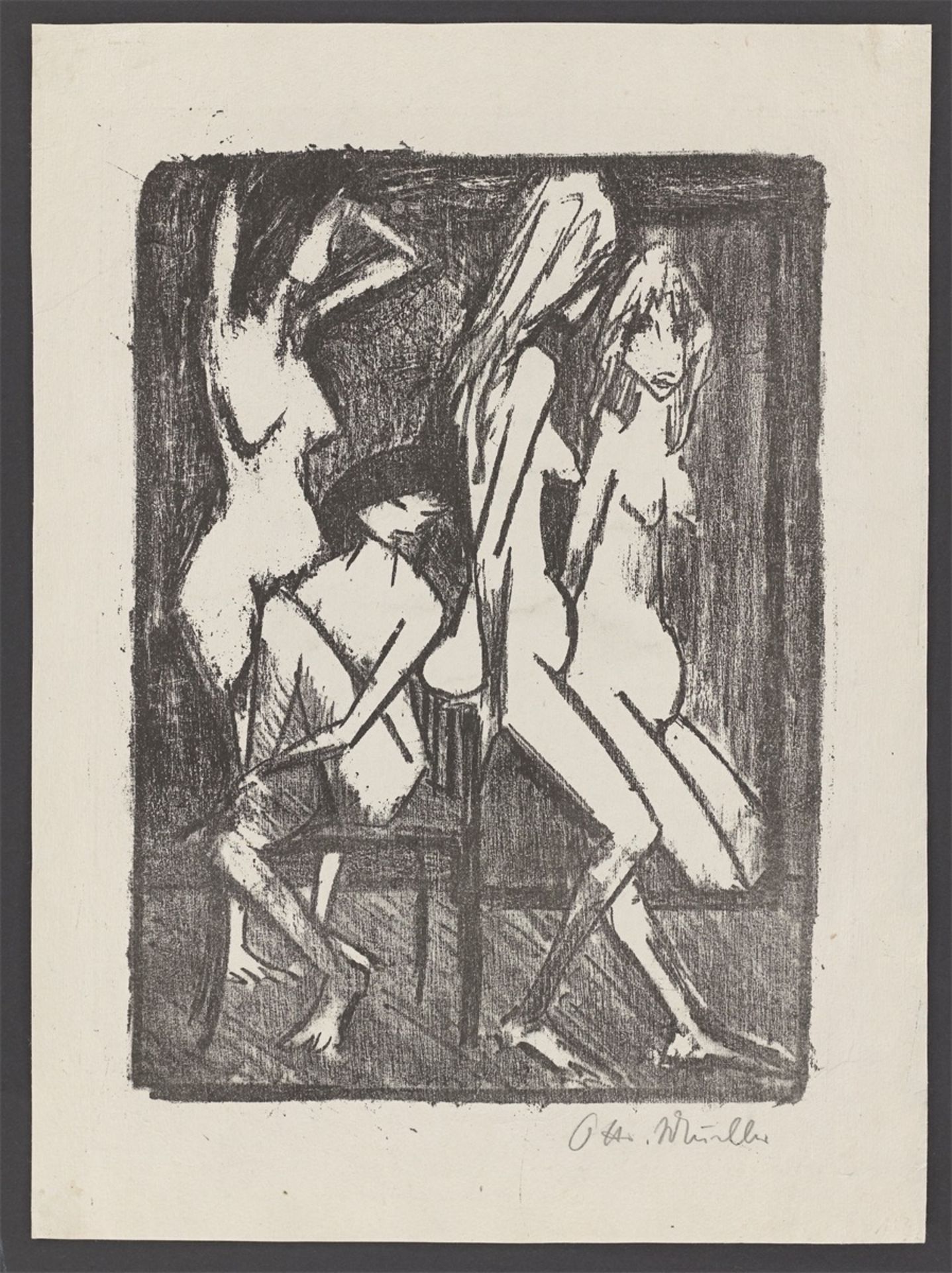 Otto Mueller. „Drei Mädchen vor dem Spiegel“. Um 1922 - Bild 2 aus 4