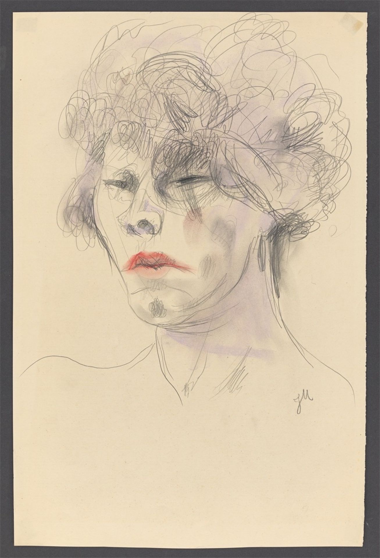 Jeanne Mammen. „Frauenkopf, linkes Auge von Haar verdeckt“. Um 1926 - Bild 2 aus 4