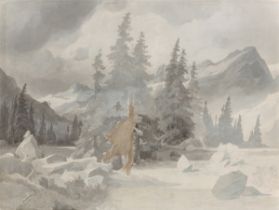 Friedrich Preller d. Ä.. Hochgebirgslandschaft mit Wanderern. Um 1849/50