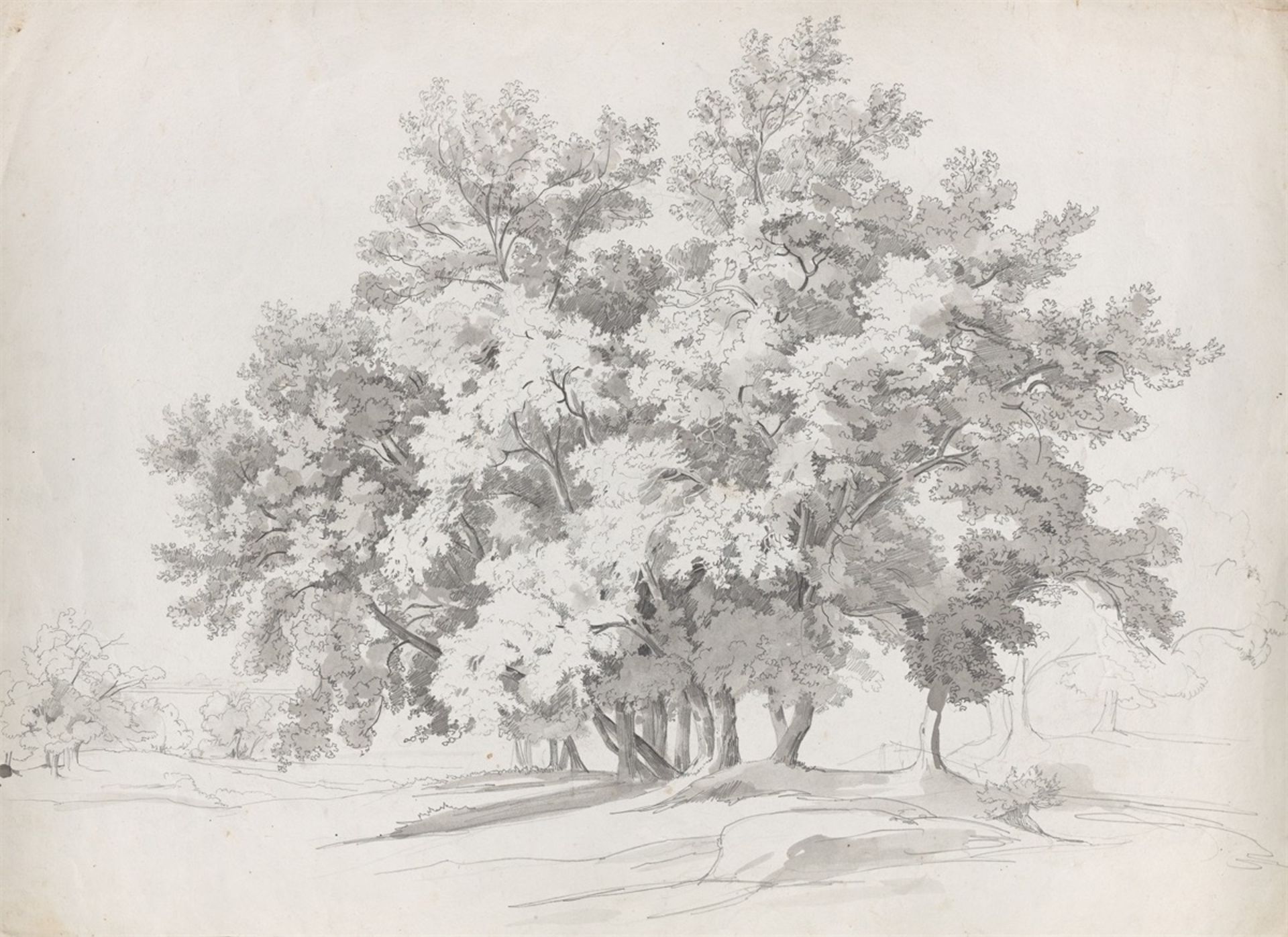 Johann Jakob Frey. Italian group of trees. Circa 1840