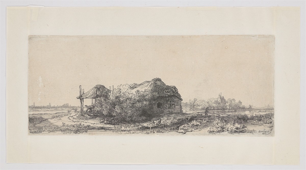 Rembrandt Harmensz. Van Rijn. Landscape with hut and haystack. 1641 - Image 2 of 2