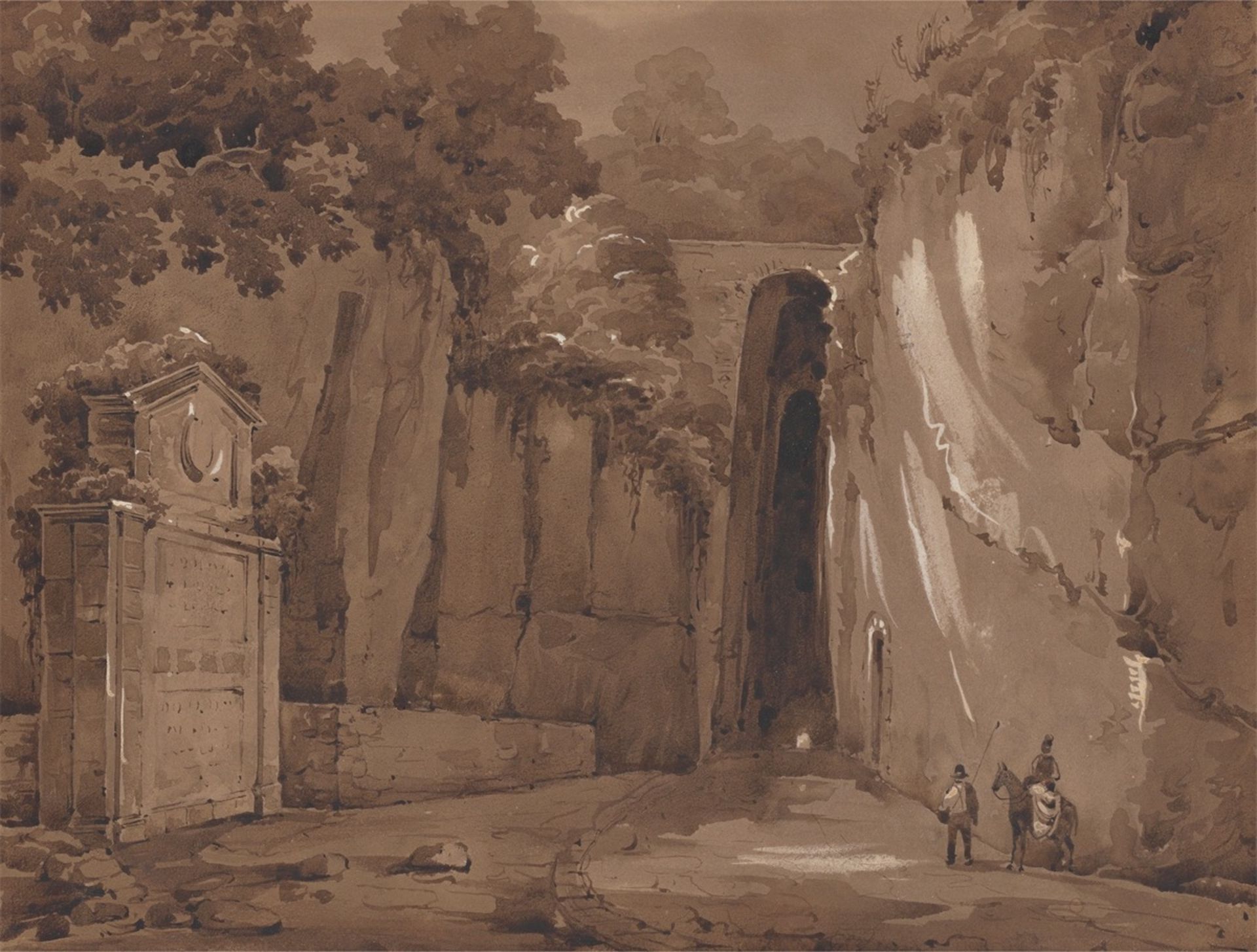 German, circa 1820. La Grotta di Posillipo at Naples.