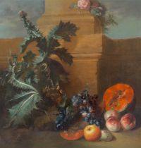 Jean-Baptiste Oudry. „Still Life with Fruits and a Thistle“ (Stillleben mit Früchten und Dist…. 1717