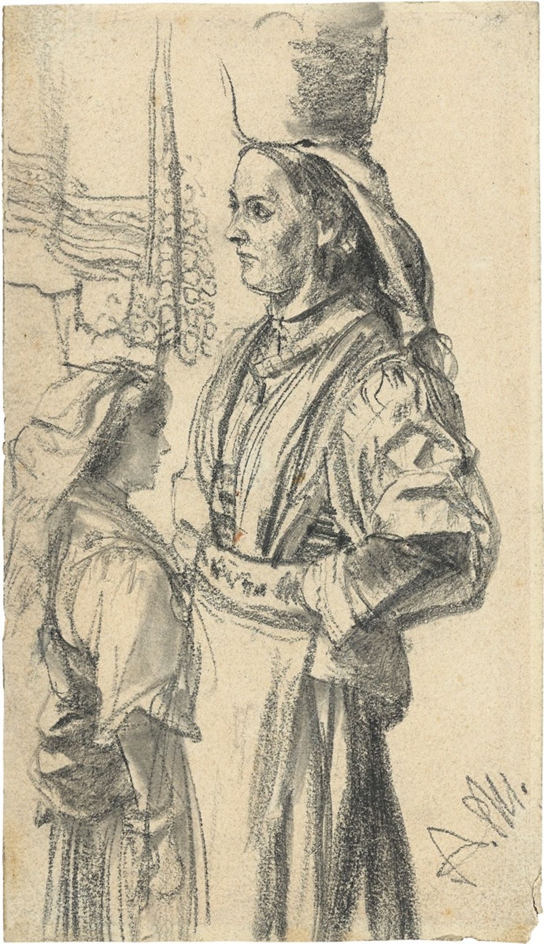 Adolph Menzel. Study of an Italian woman. Circa 1881-83