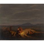 German, circa 1840/50. Nocturnal campfire on the beach.