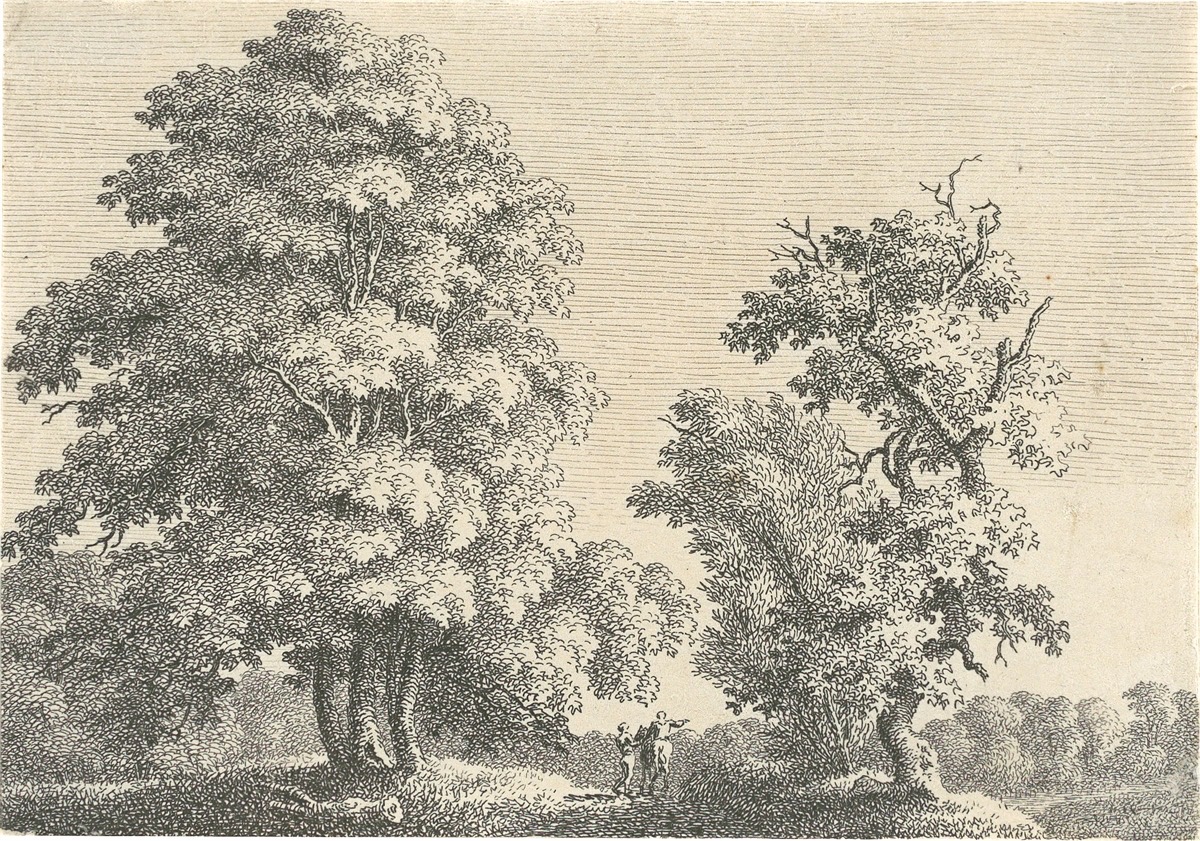 Caspar David Friedrich. ”Weg zwischen Laubbäumen mit Staffage”. 1800