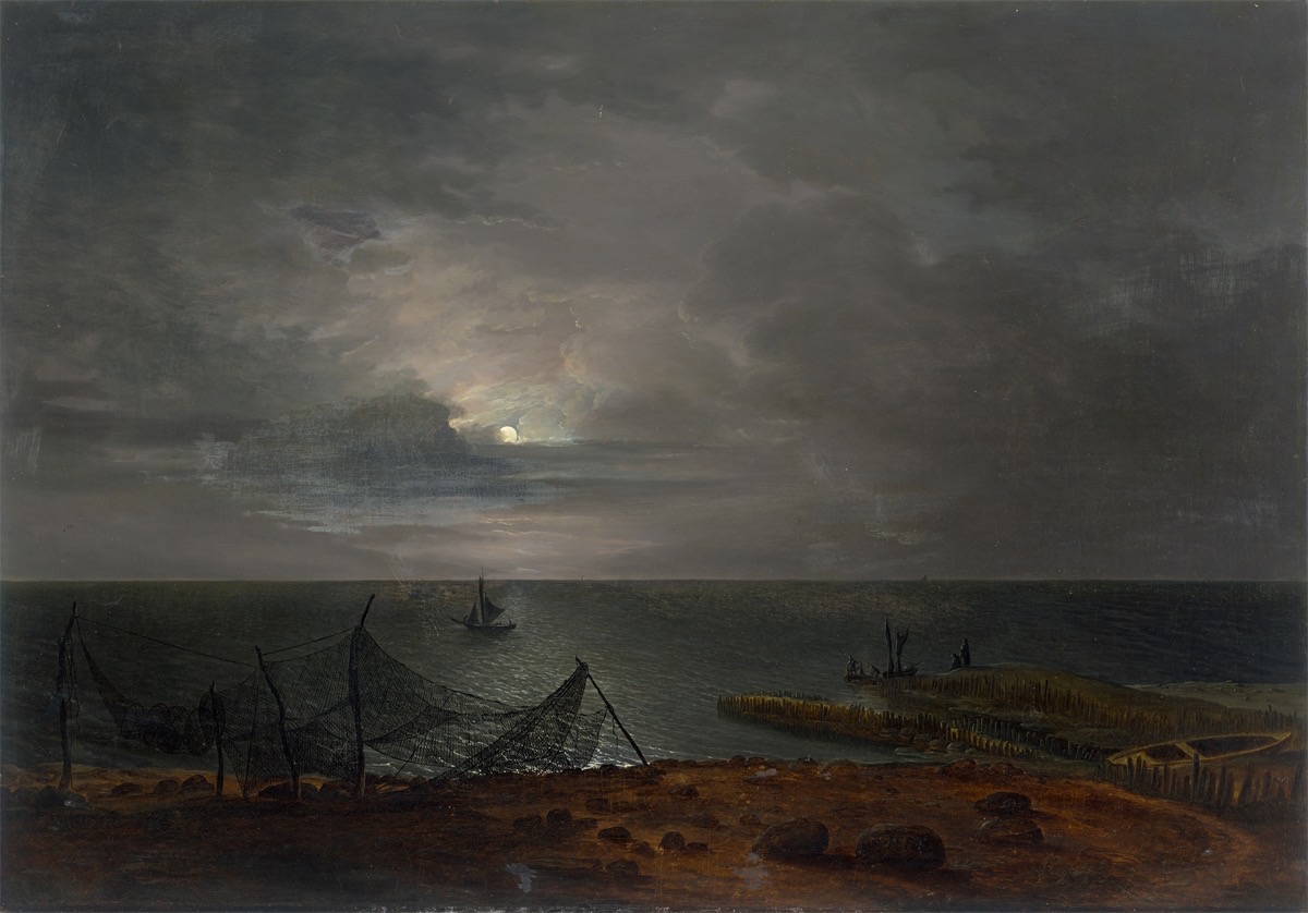 Frederik Michael Ernst Fabritius de Tengnagel. Danish coast by moonlight. 1828