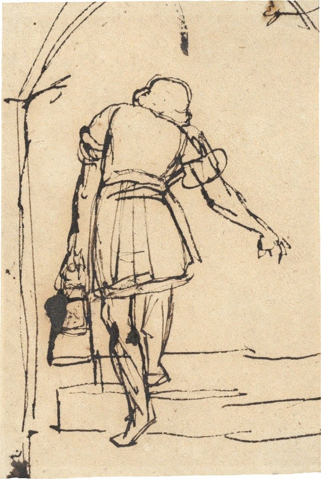 Carl Philipp Fohr (?). Rear view sketch of figure.