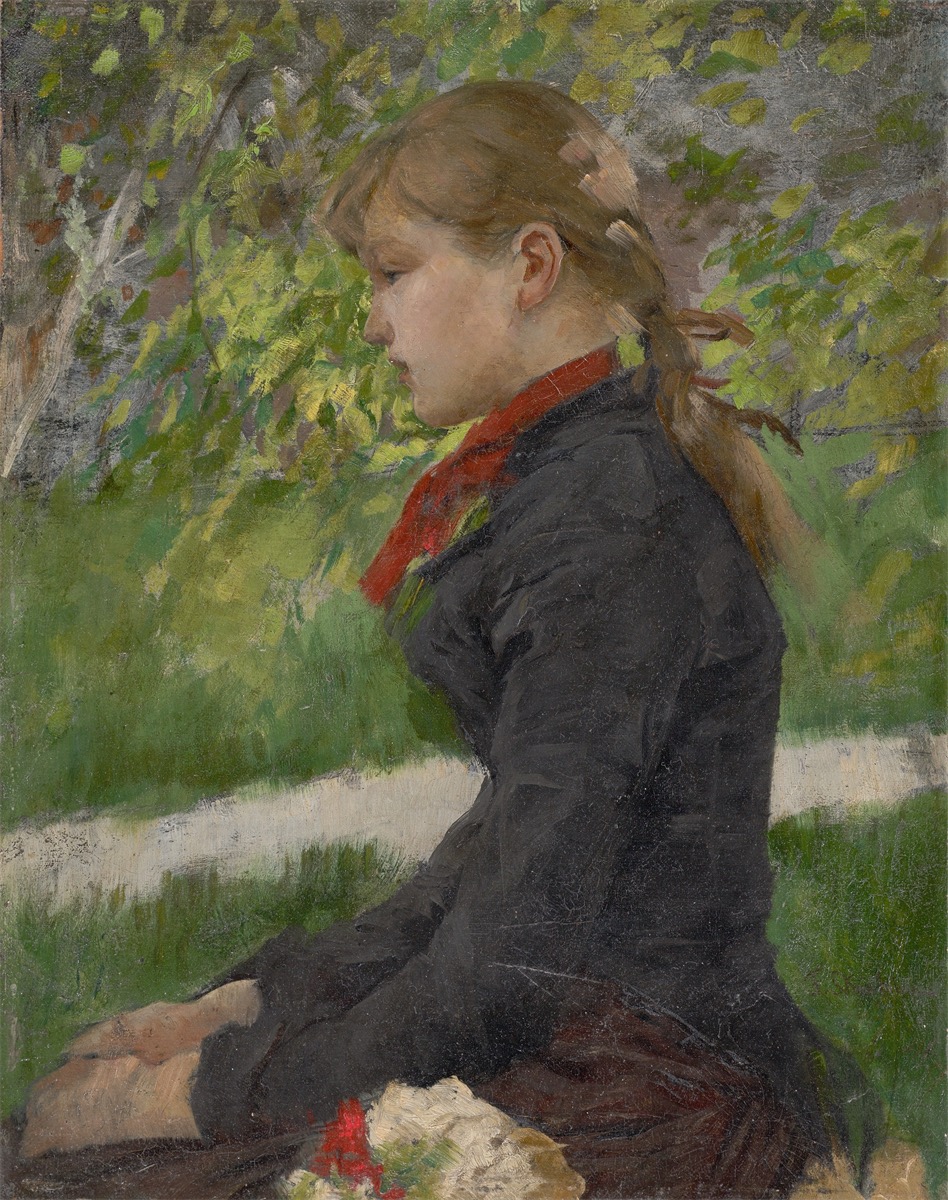 Franz Skarbina. Portrait of a girl in profile.
