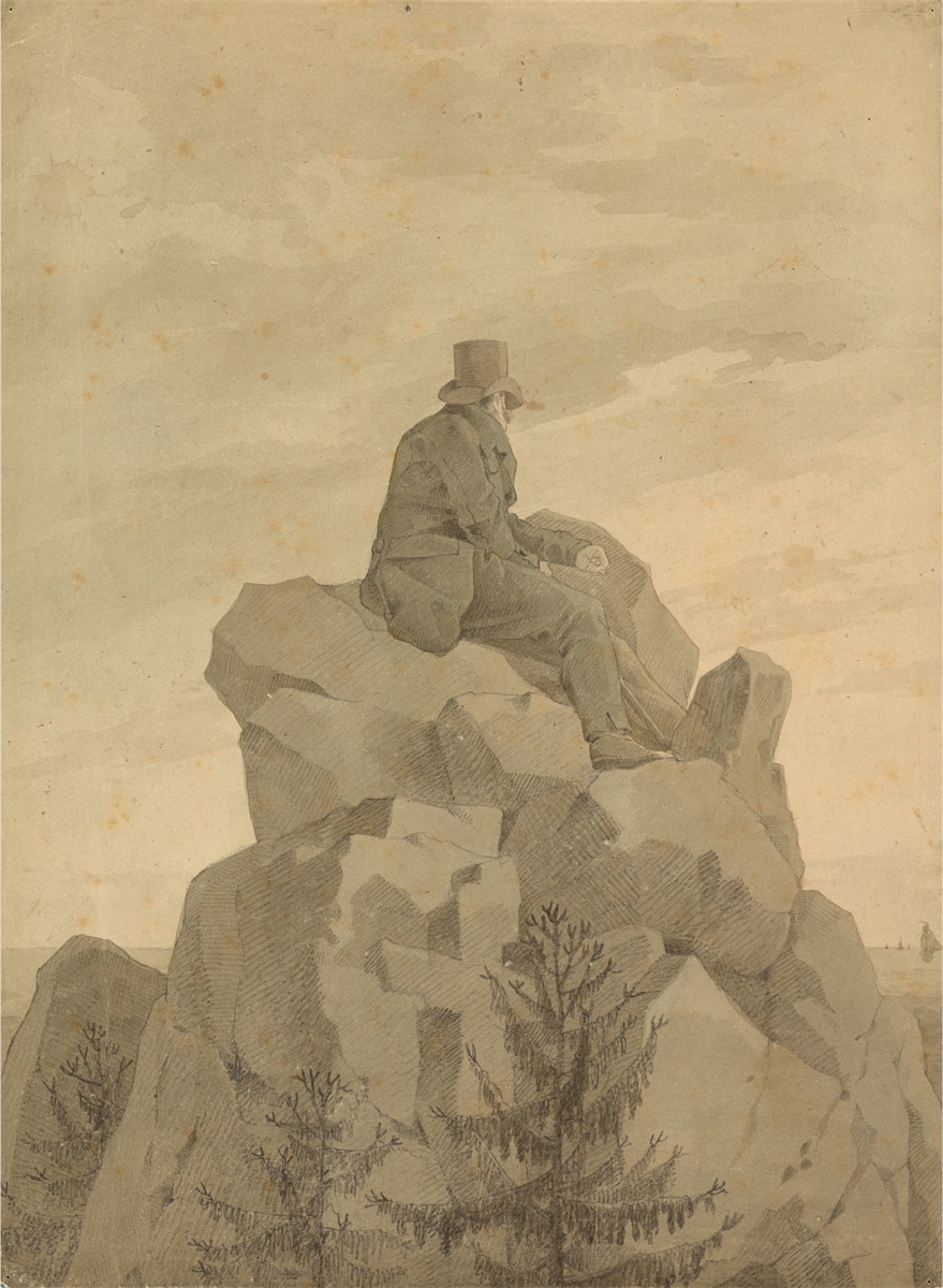 Georg Friedrich Kersting. Caspar David Friedrich on the rock (”Ausblick aufs Meer”).…. Circa 1809/10
