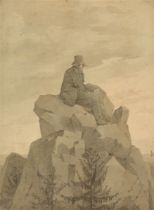 Georg Friedrich Kersting. Caspar David Friedrich auf dem Felsen („Ausblick aufs Meer“).…. Um 1809/10