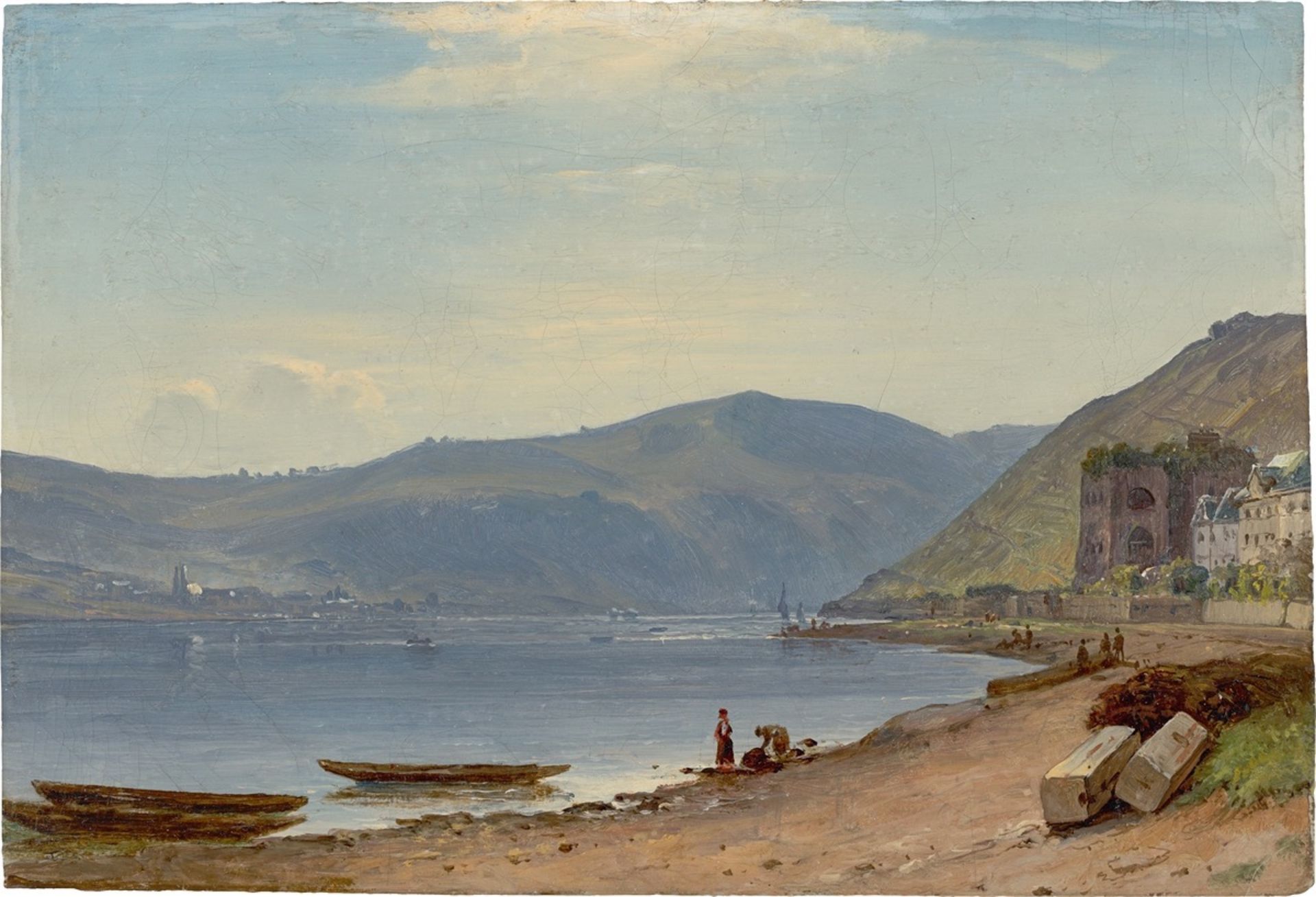 Carl Morgenstern. ”Blick auf das Binger Loch bei Rüdesheim”.