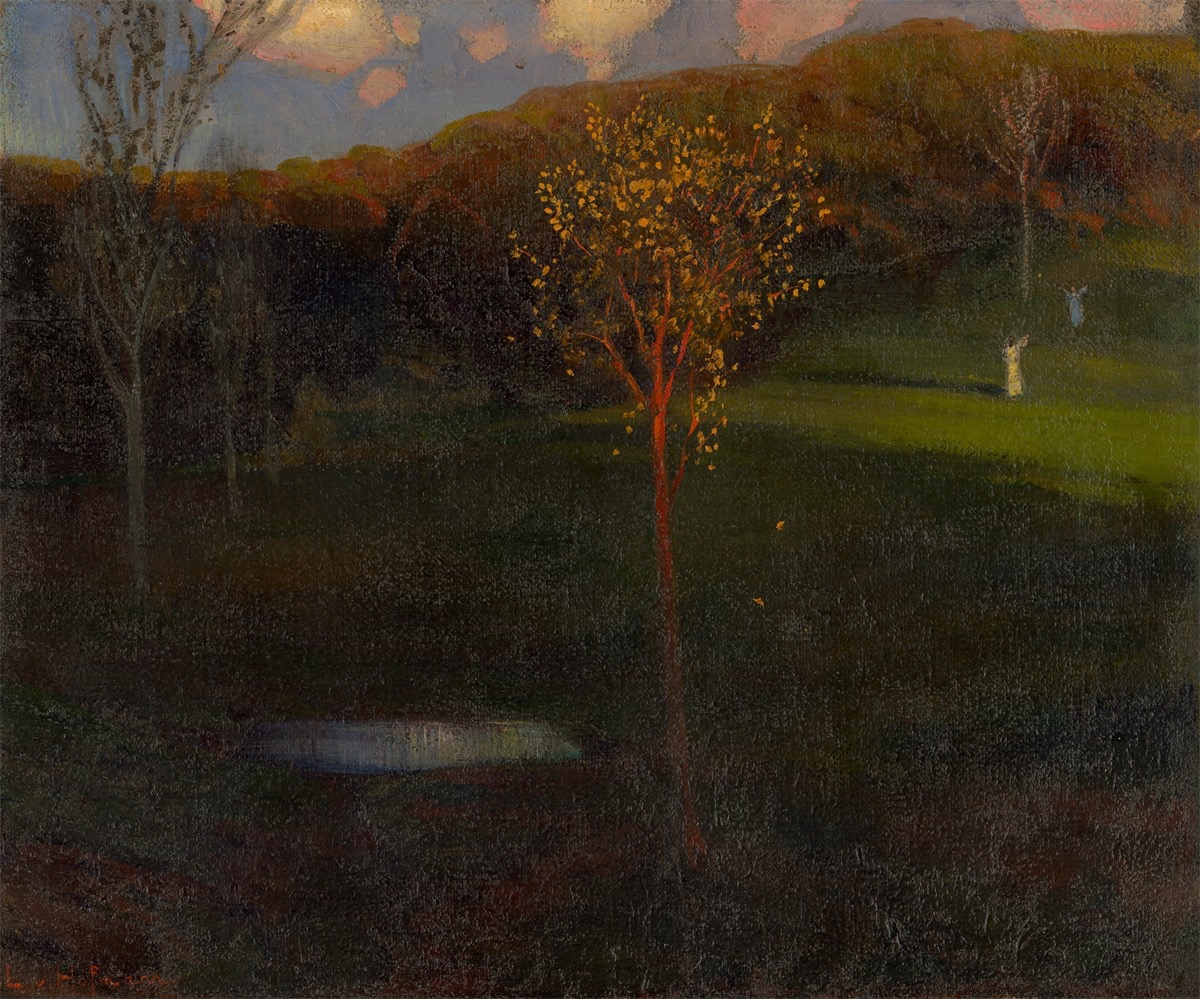 Ludwig von Hofmann. Autumn evening at the pond. Circa 1906