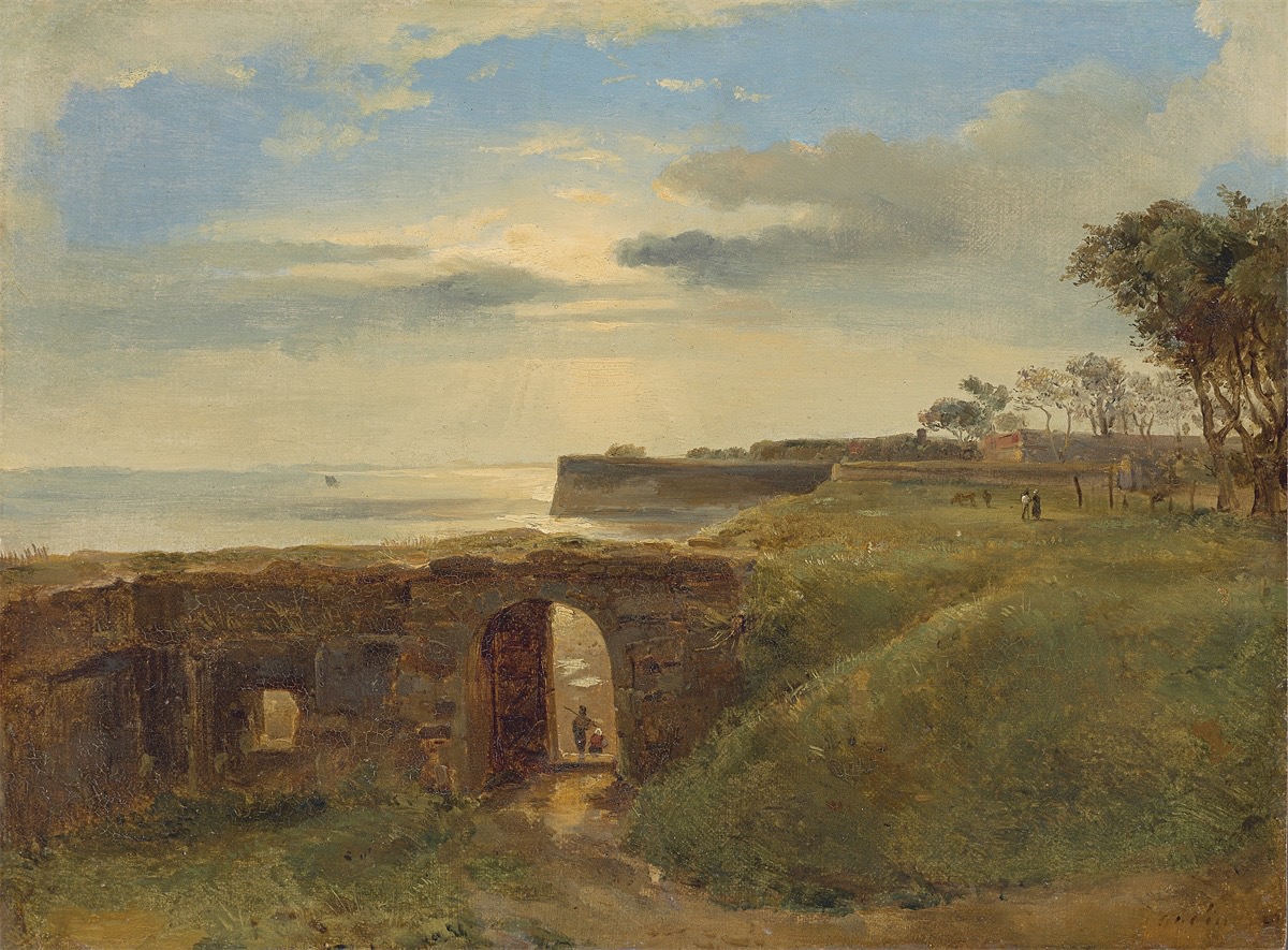 Théodore Gudin. Küstenlandschaft mit Befestigungen.