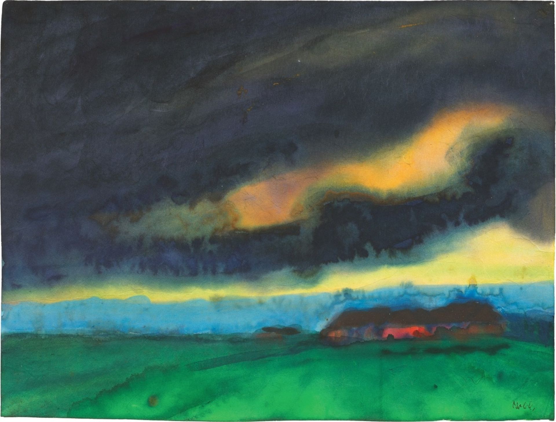 Emil Nolde. „Marschlandschaft mit Bauernhof“.