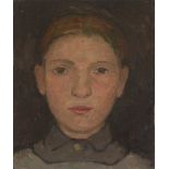 Paula Modersohn-Becker. ”Kopf eines Mädchens mit geschlossenem Kragen”. Circa 1905