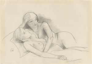 Karl Hofer. Young couple resting. 1920s