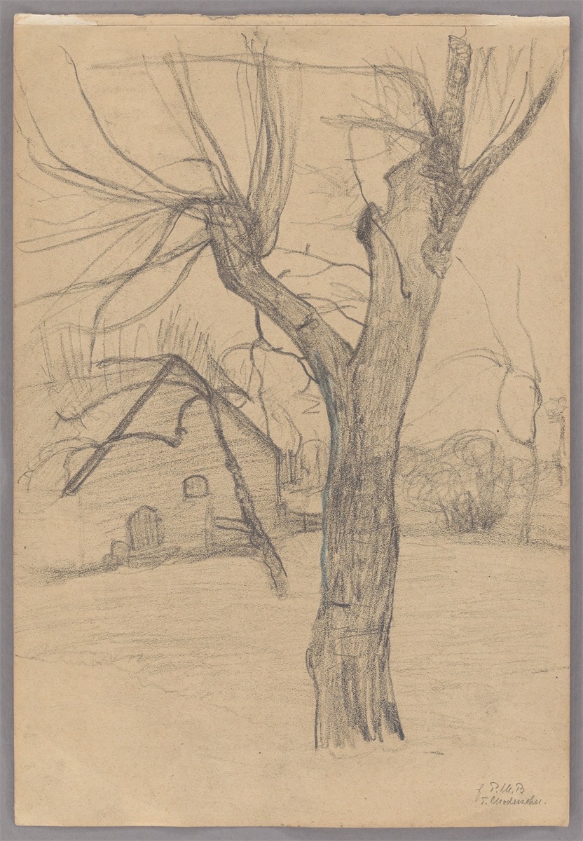 Paula Modersohn-Becker. ”Baum vor einem Bauernhaus / Gänsestudie”. 1899 and 1900/01 - Image 2 of 3