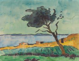 Karl Schmidt-Rottluff. „Baum am See“ (Lebasee). Um 1935