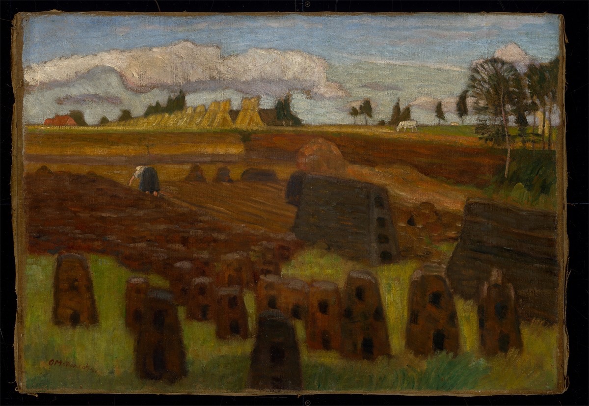 Otto Modersohn. Moor landscape with turfstack near Bergedorf. 1914/15 - Image 2 of 3