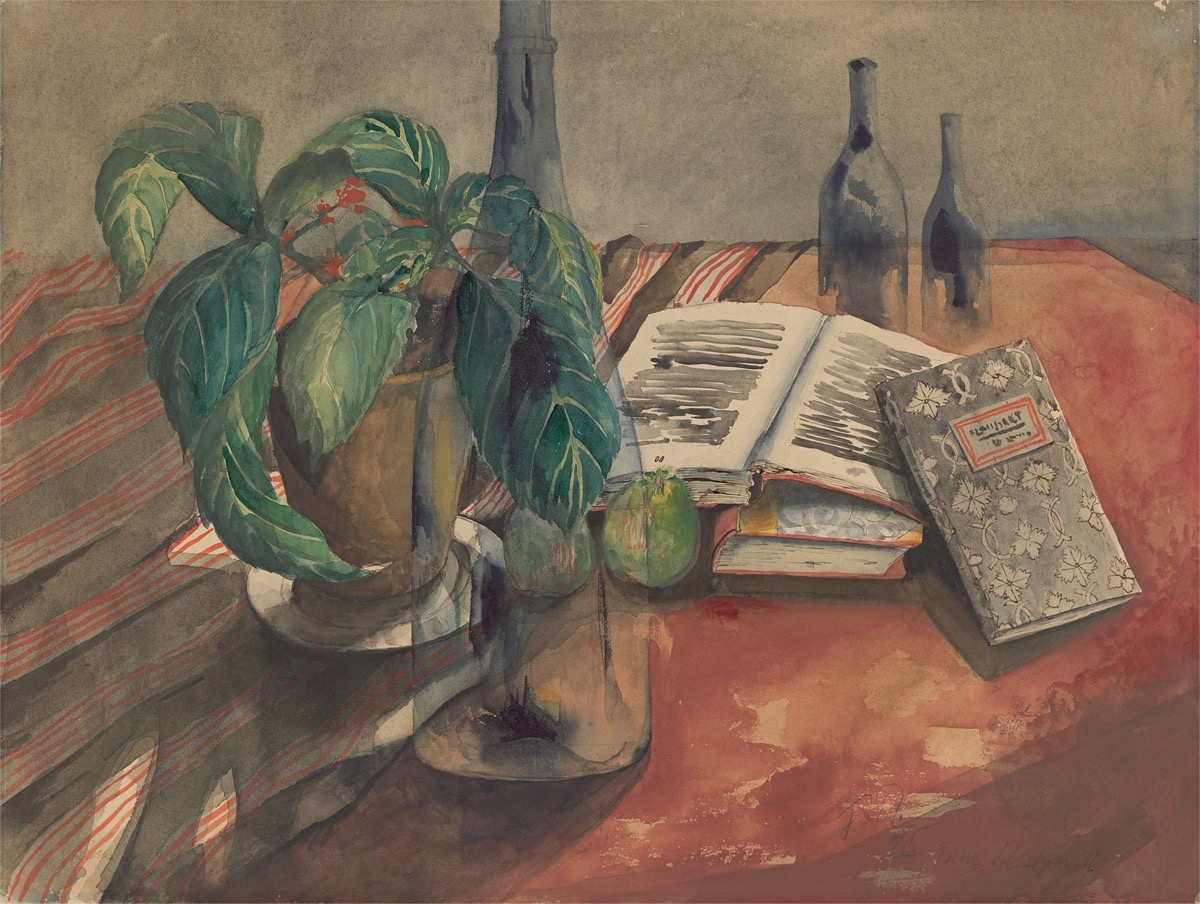 Franz Radziwill. ”Stillleben mit Flaschen und Büchern” (”Stilleben mit Flaschen”). 1924/25