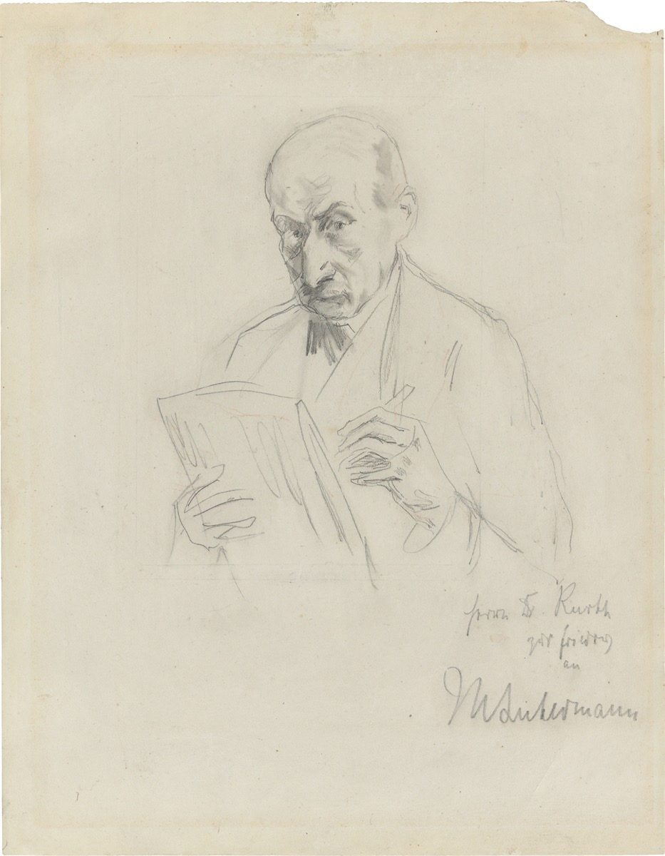 Max Liebermann. ”Selbstbildnis mit Zeichenblock”. 1922