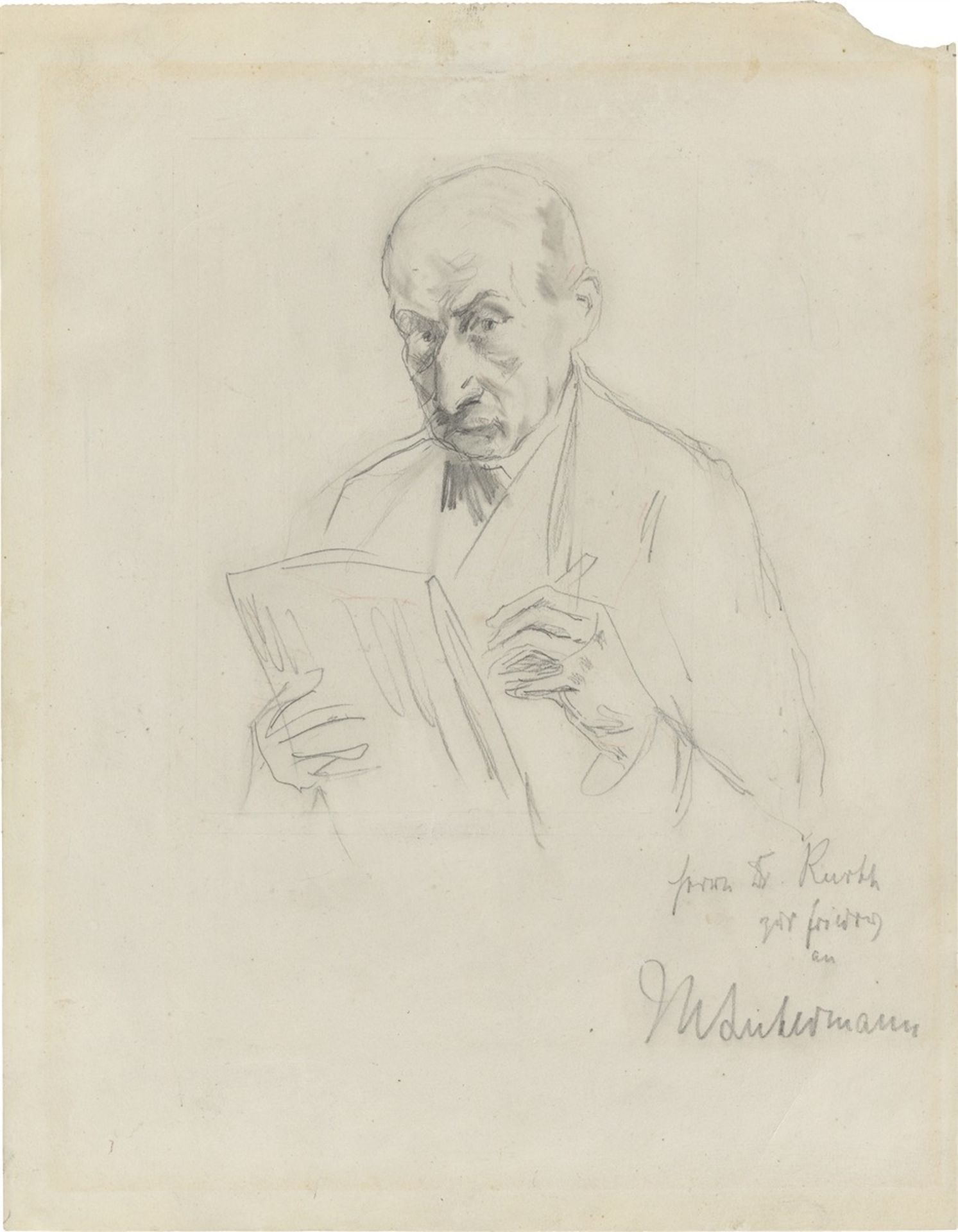 Max Liebermann. „Selbstbildnis mit Zeichenblock“. 1922