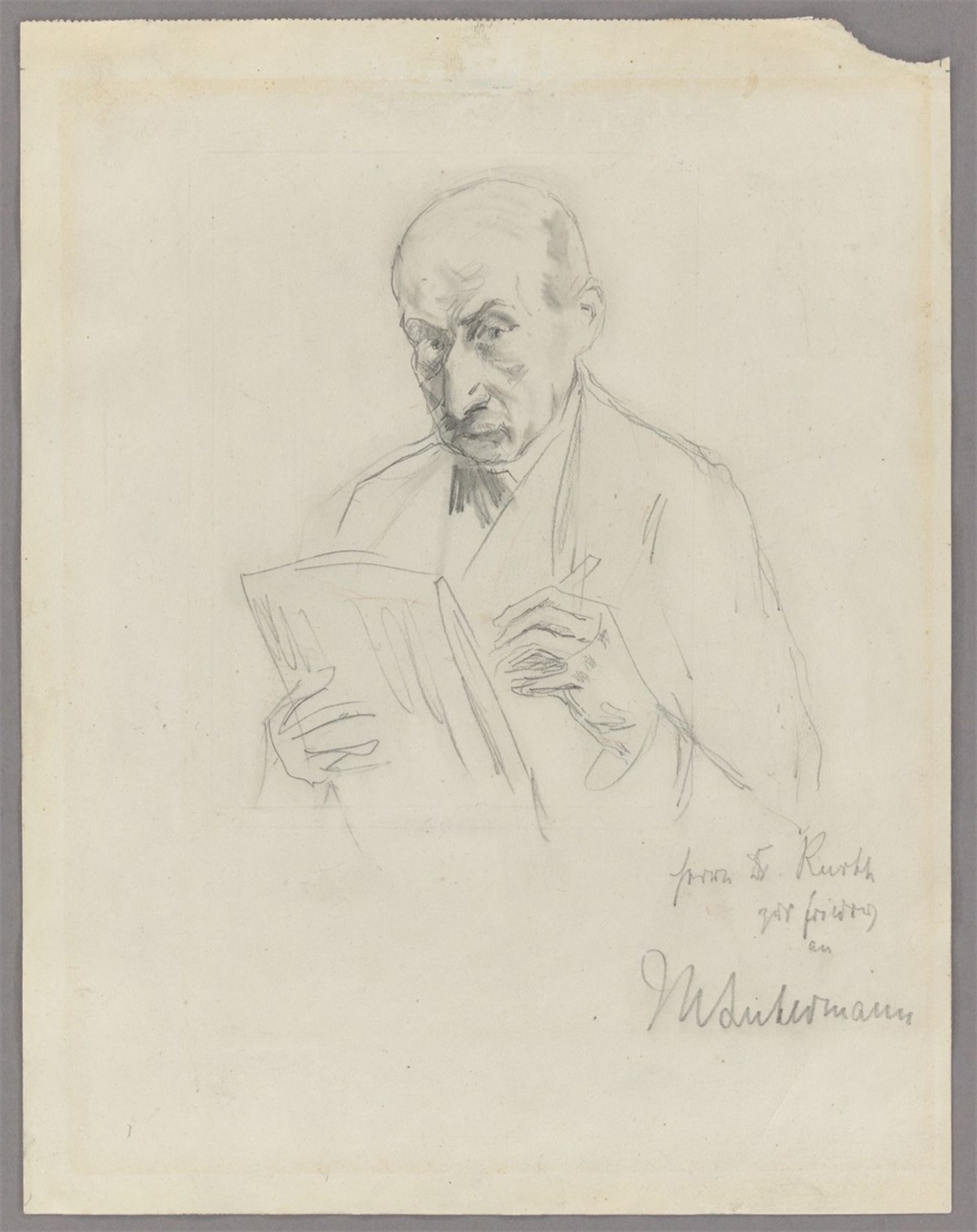 Max Liebermann. „Selbstbildnis mit Zeichenblock“. 1922 - Bild 2 aus 2