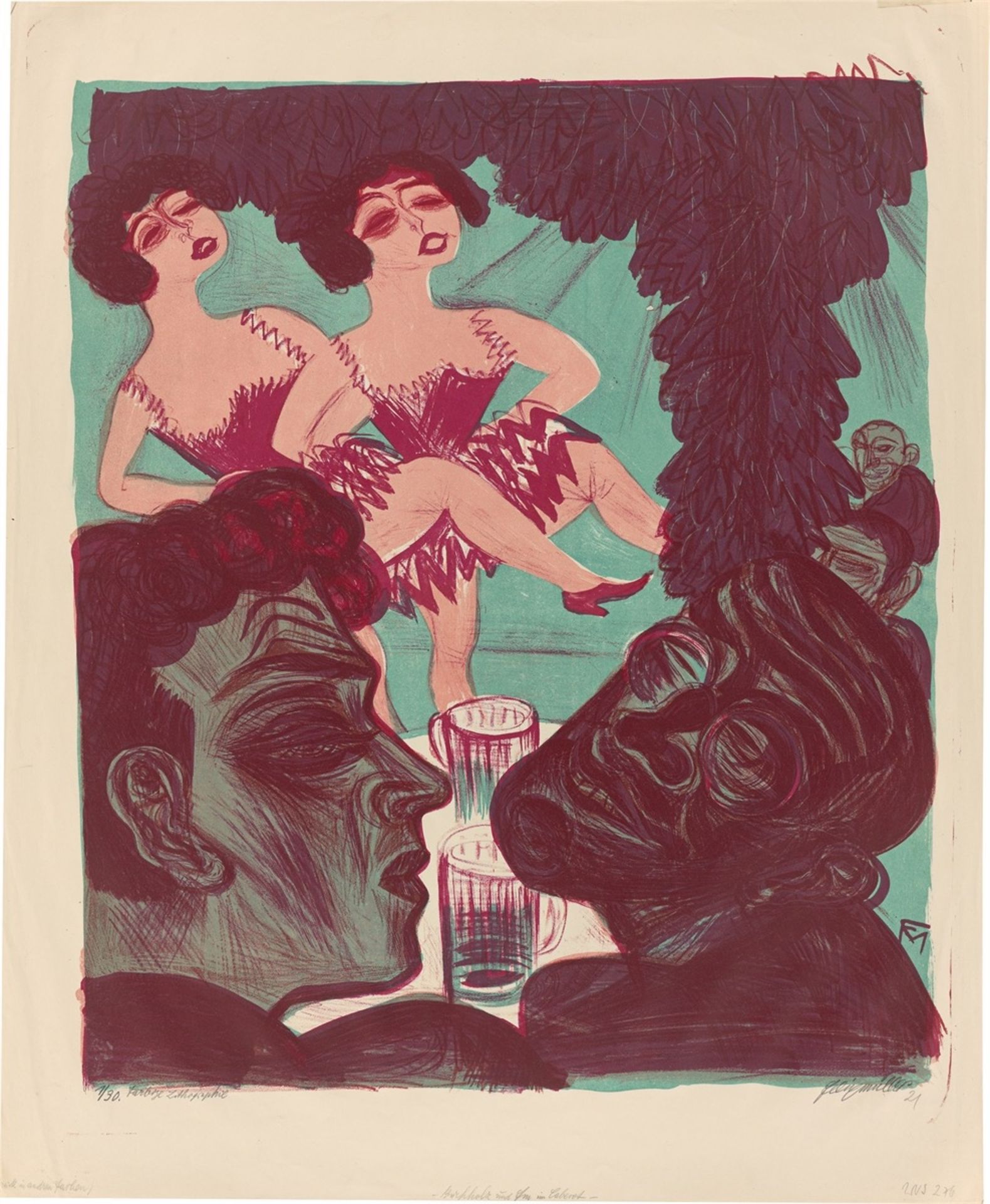 Conrad Felixmüller. „Im Cabaret (Selbst mit Ernst Buchholz)“. 1921