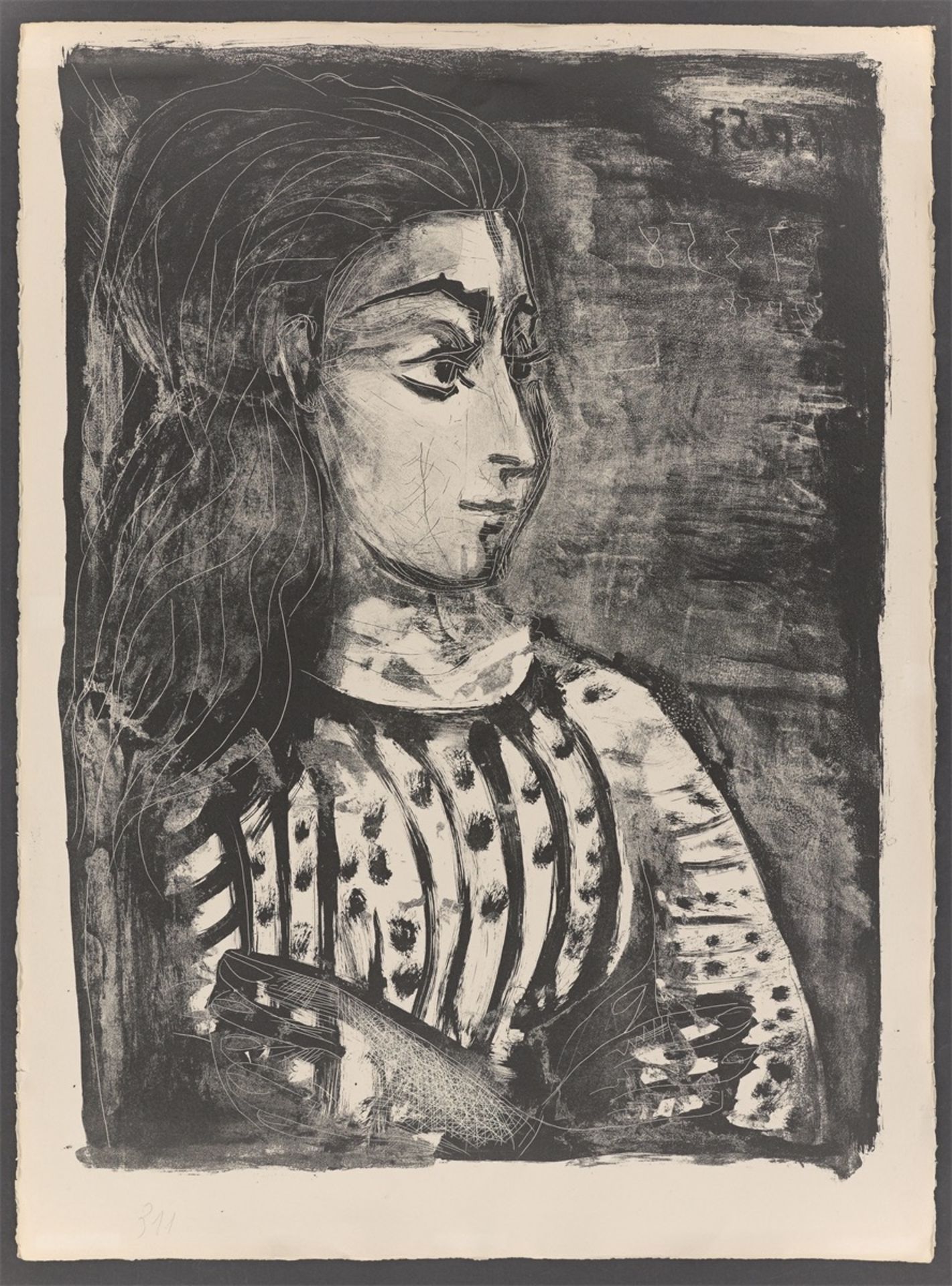 Pablo Picasso. „Jacqueline de profil“. 1958 - Bild 2 aus 3