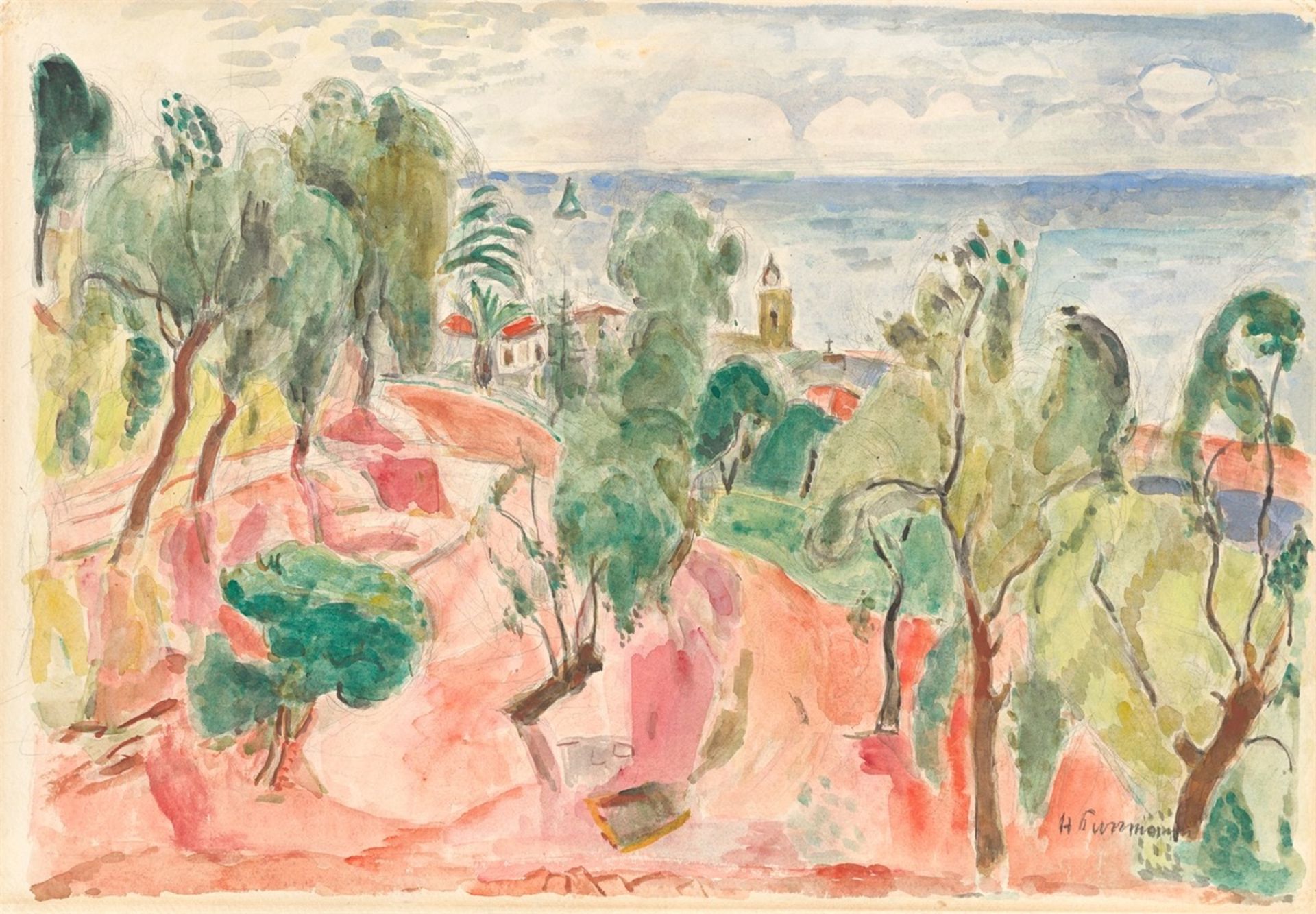 Hans Purrmann. Landscape in Montagnola. Circa 1944